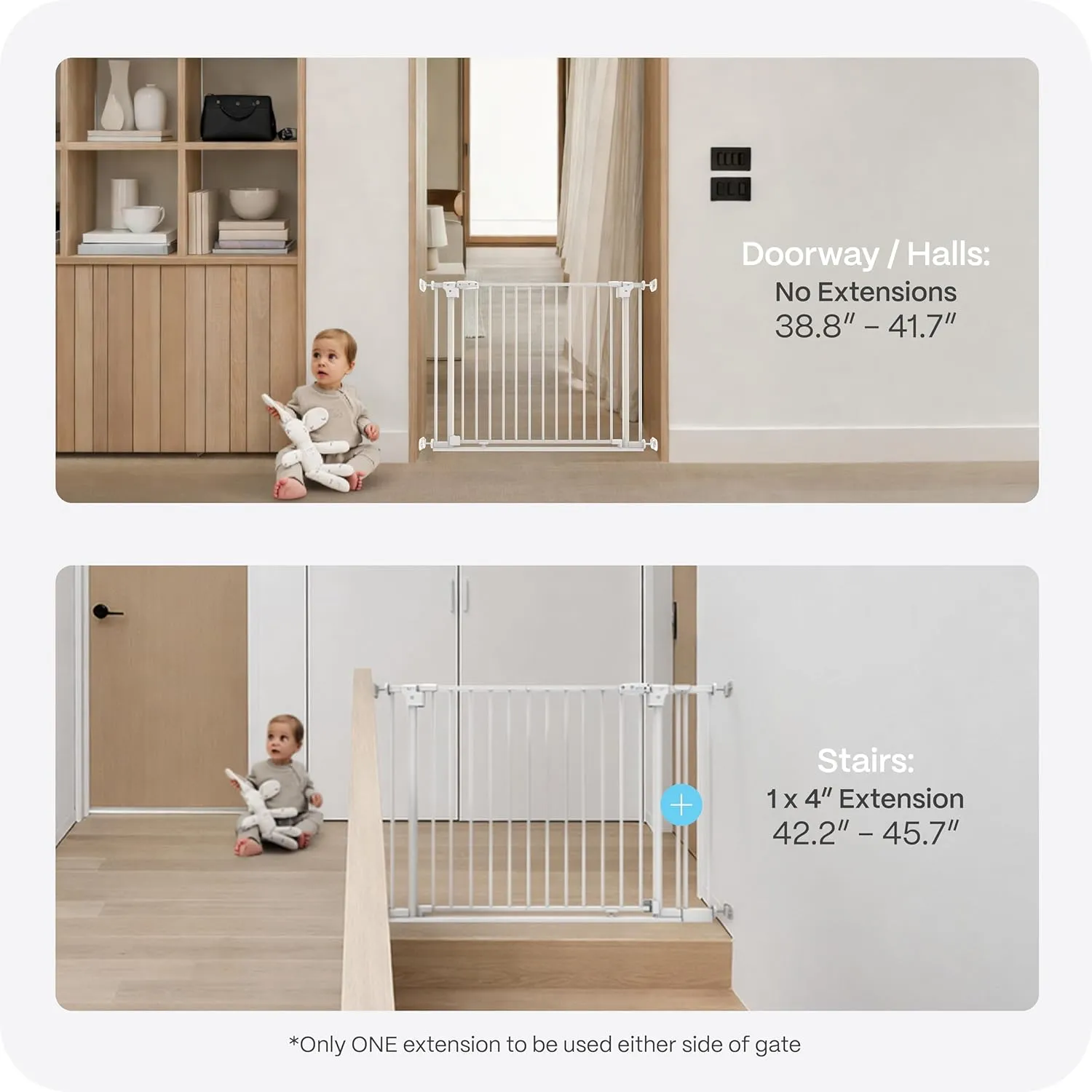 41" Tall x 71” Wide Retractable Baby Gate - White - Image 9