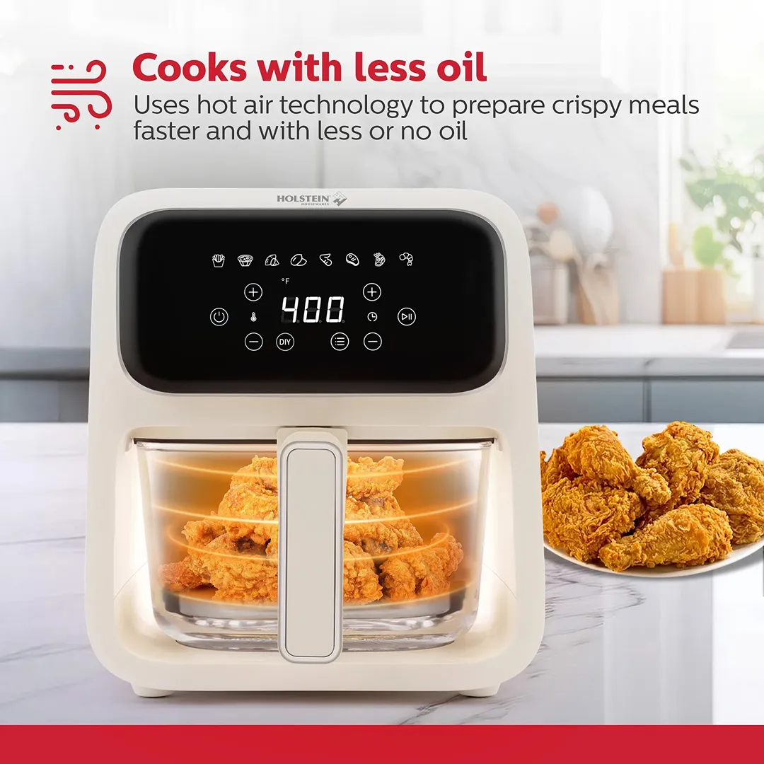 4.2 QT Digital Air Fryer Glass Basket - Off-White - Image 2