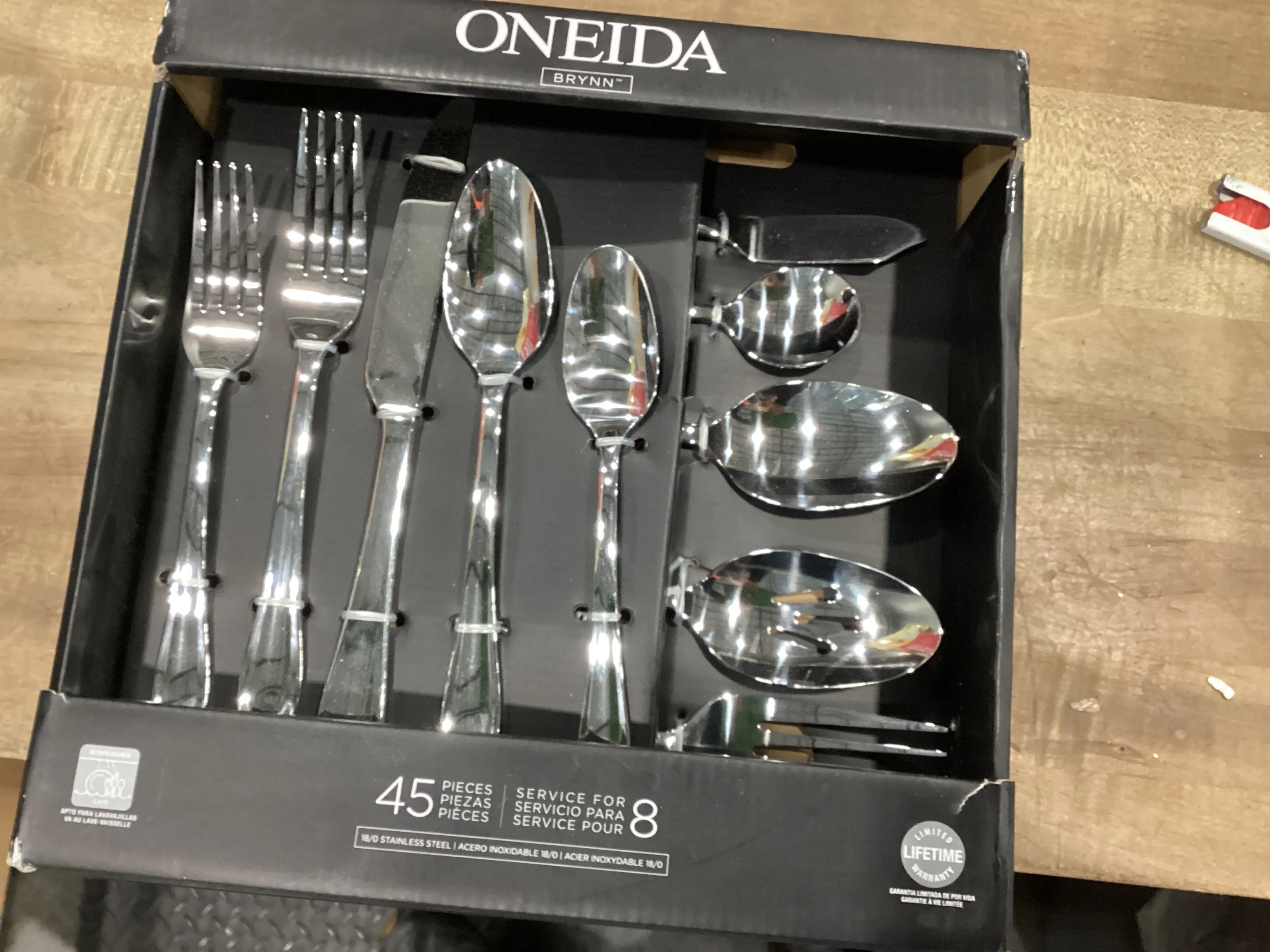 45pc Brynn Flatware Set Silver: Stainless Steel, Service for 8, Dishwasher-Safe, Includes Serving & Dinner Pieces - Image 4