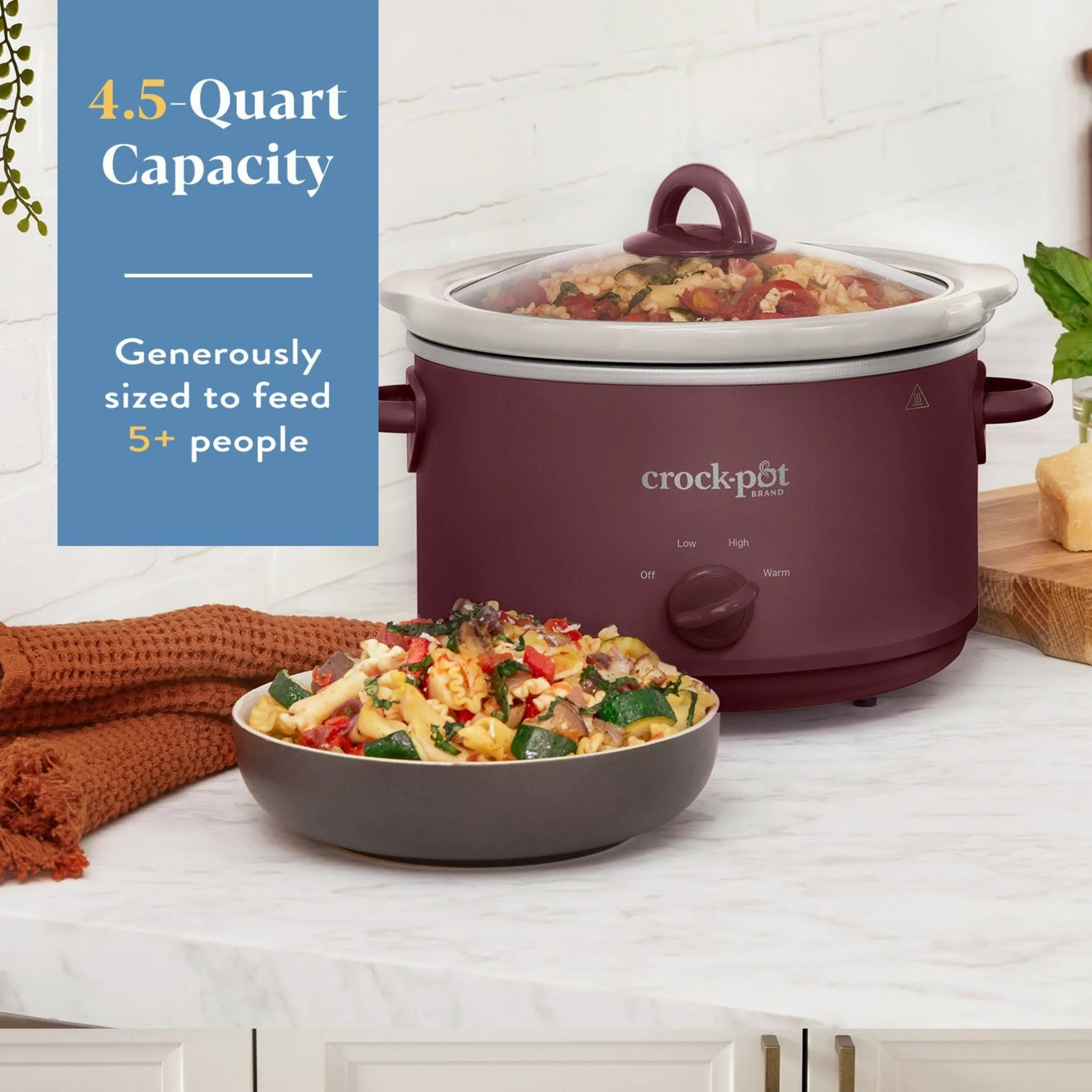 4.5qt Manual Slow Cooker - Red - Image 4
