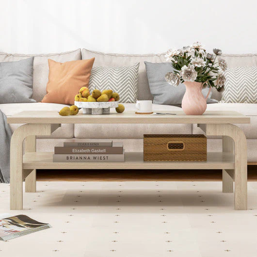 47 Inches Accent Rectangular Coffee Table for Living Room-Natural - Image 6