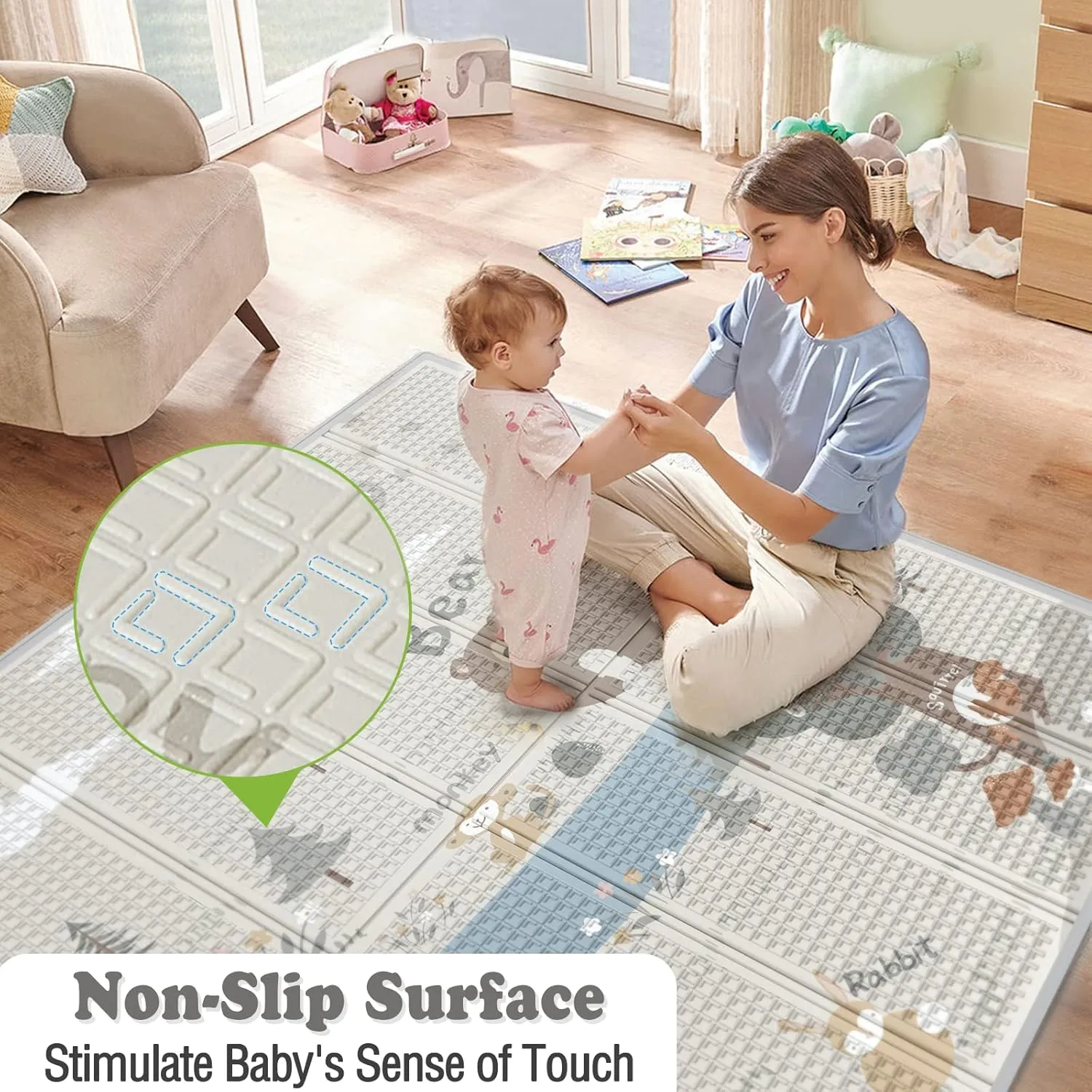 47x47inch Play Mat, Small Spaces Gray - Image 3
