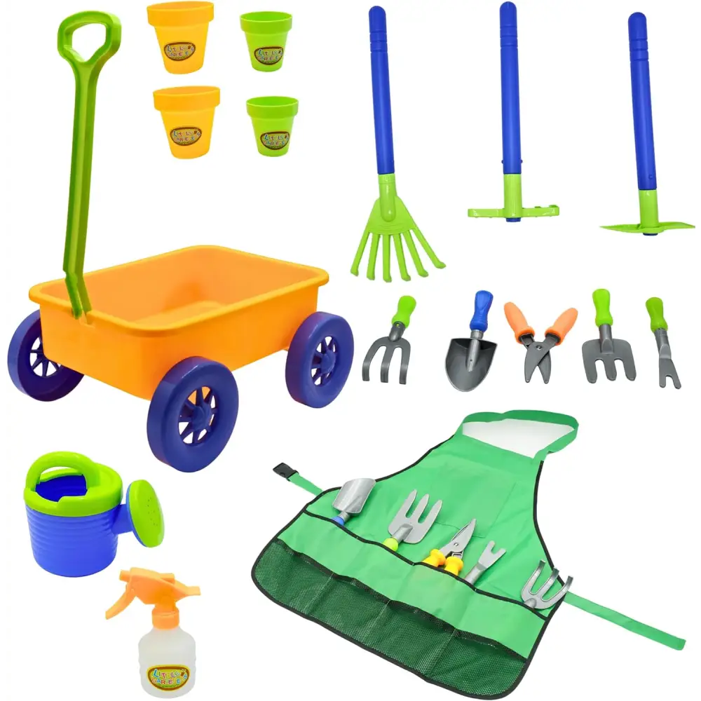 15 Piece Gardening Tools & Wagon Toy Set, Outdoor Toys for Kids - Image 9