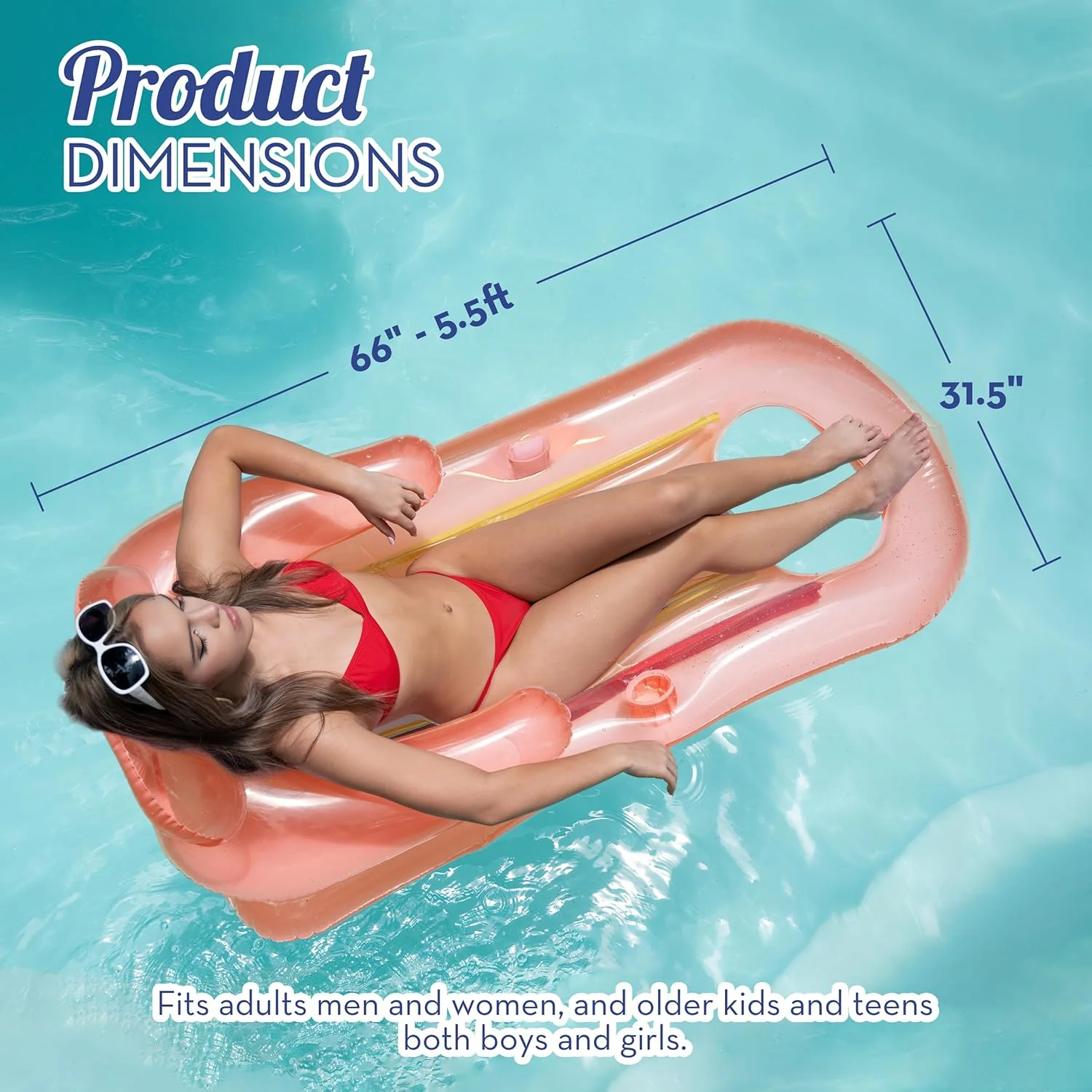 2 Pack Pool Lounger With Cup Holder - Inflatable Floats for Adults for Summer Party Favors - Image 4