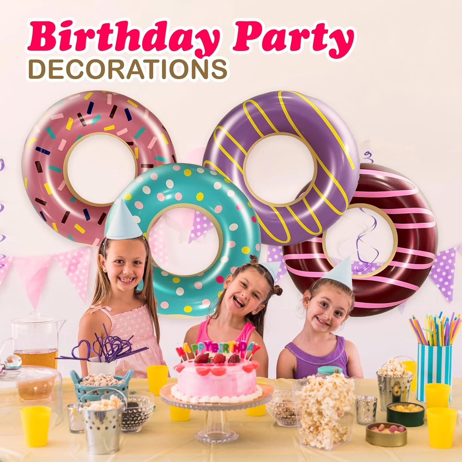 4-Pack Pool Donut Floats 30" Swim Rings - Image 4