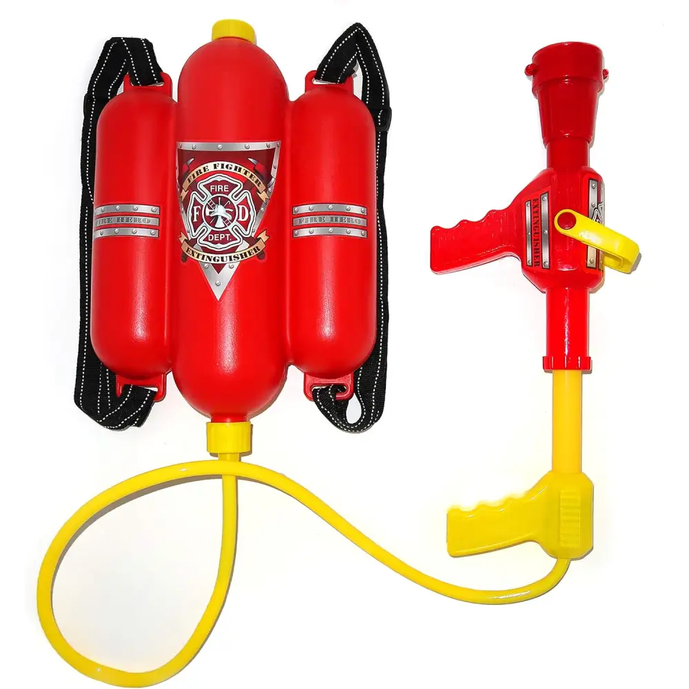Firefighter Backpack Water Gun Blaster for Kids- Tank With Hose Shooter, Super Water Squirt Suitable for Outdoor Play Boys & Girls, Fireman Pretend Play