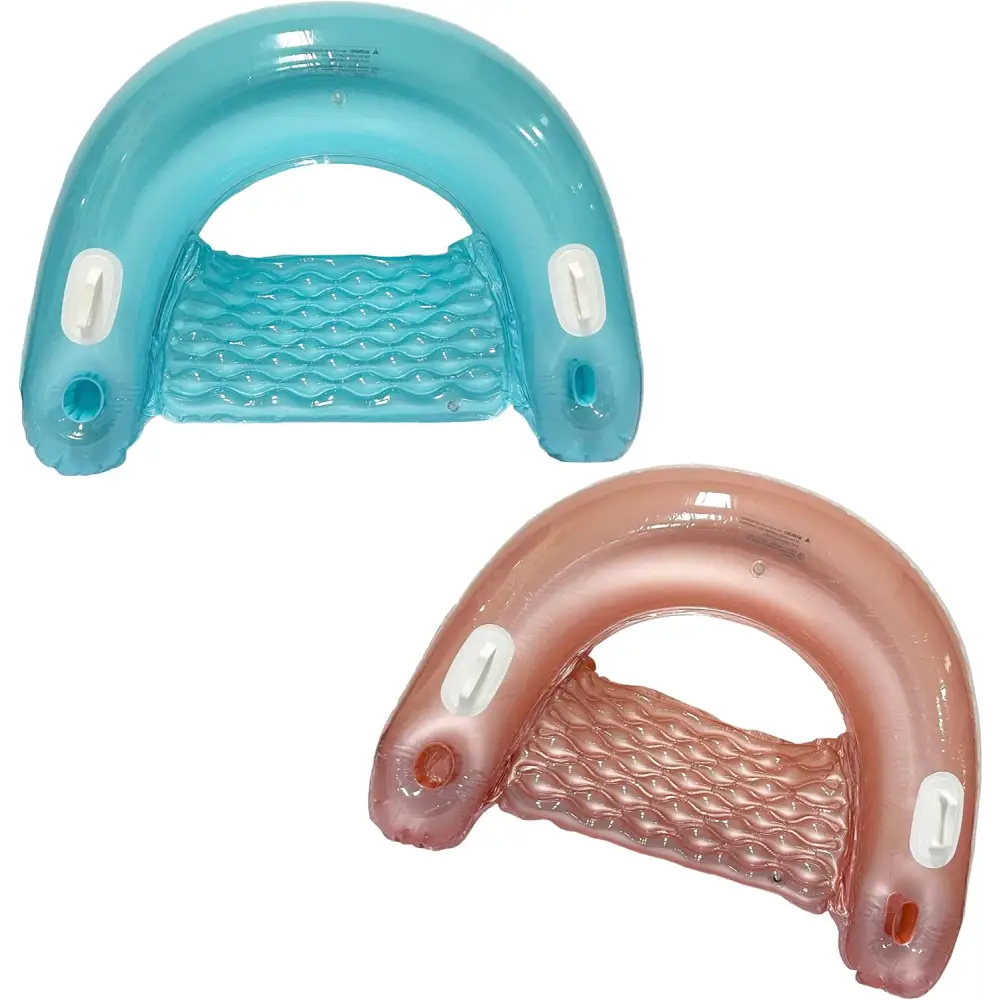2 Pack Inflatable Pool Chair Float With Drink & Phone Holder