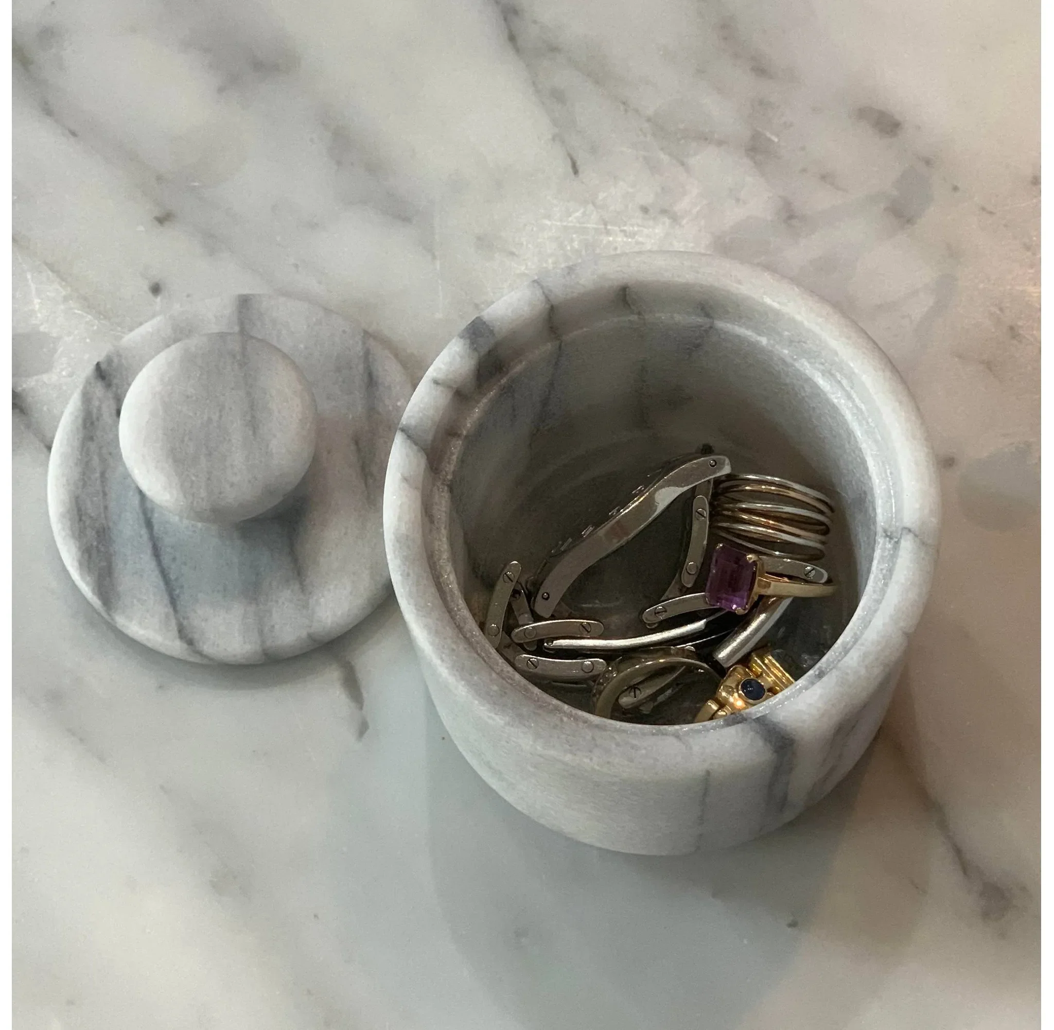 4oz Marble Salt Cellar - White - Image 5