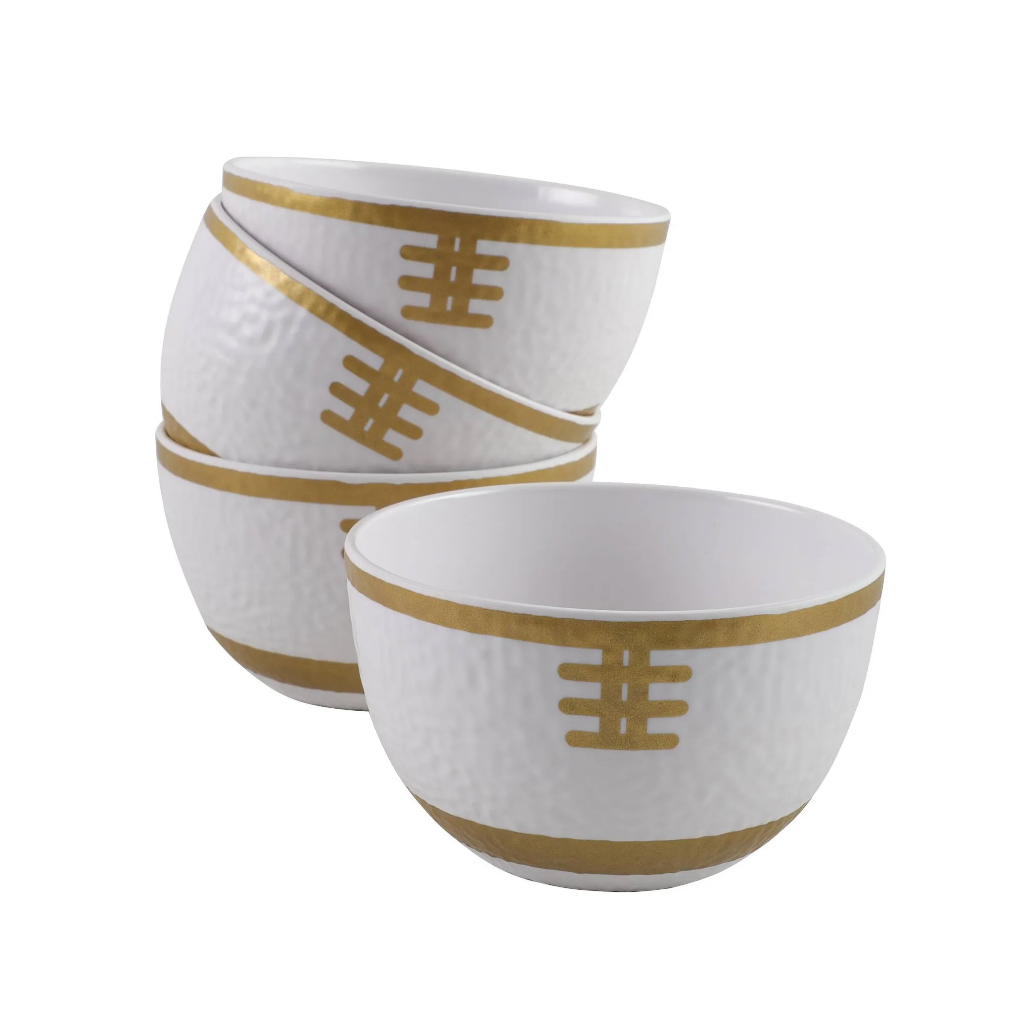 4pc Football Mini Bowls - Cream/Gold - Image 2