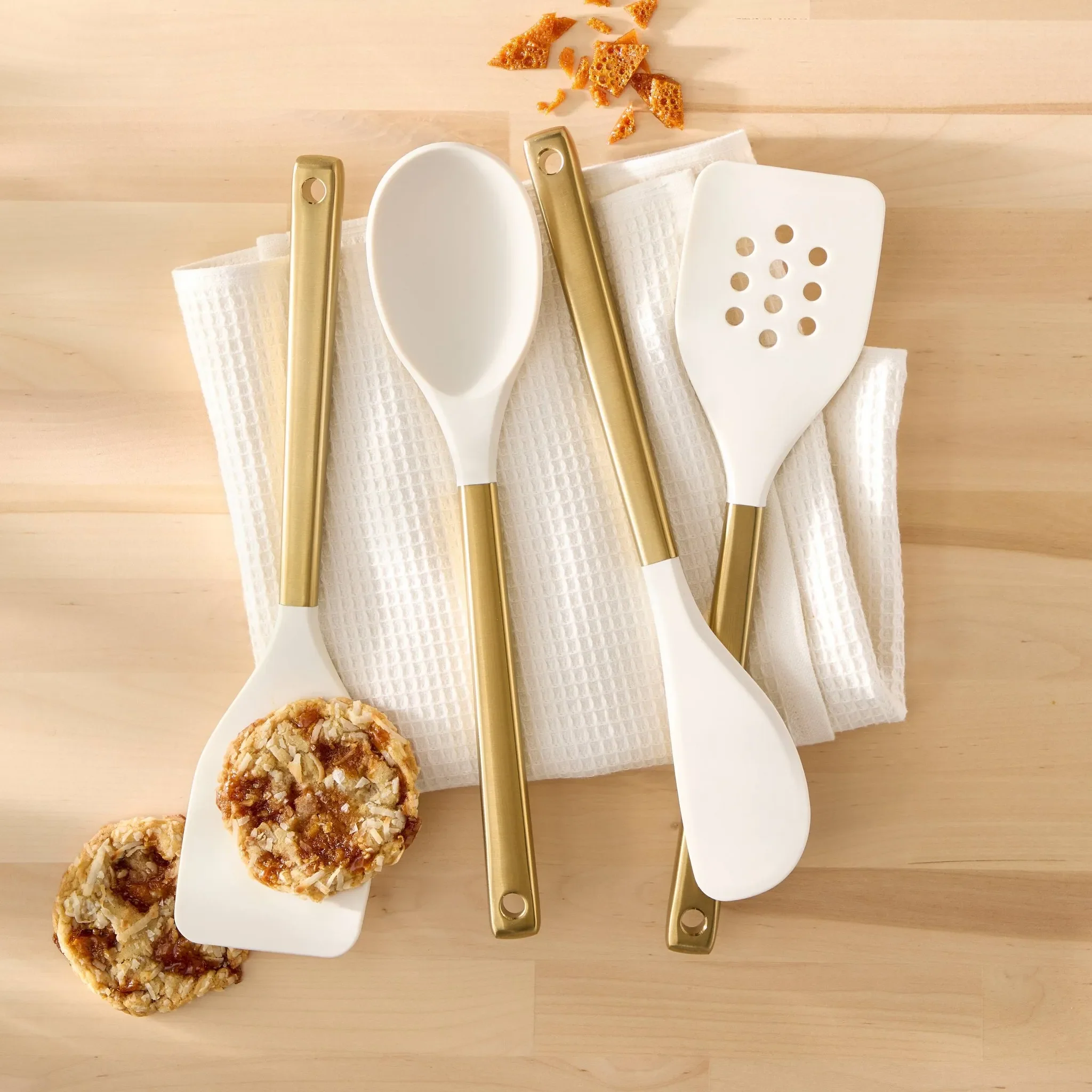 4pc Silicone/Stainless Steel Kitchen Utensil Set Champagne - Image 3