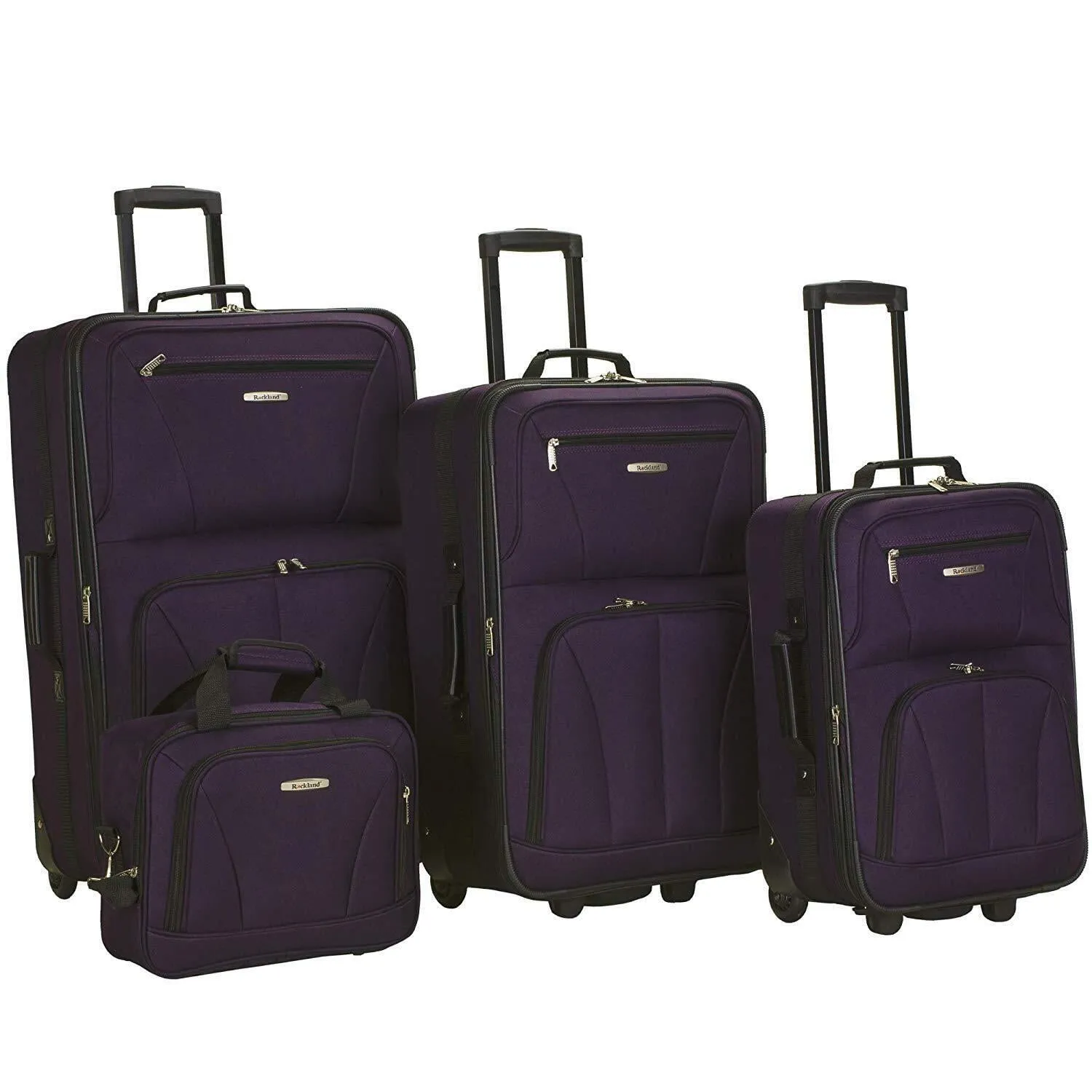 4pc Softside Checked Luggage Set - Purple - Image 2