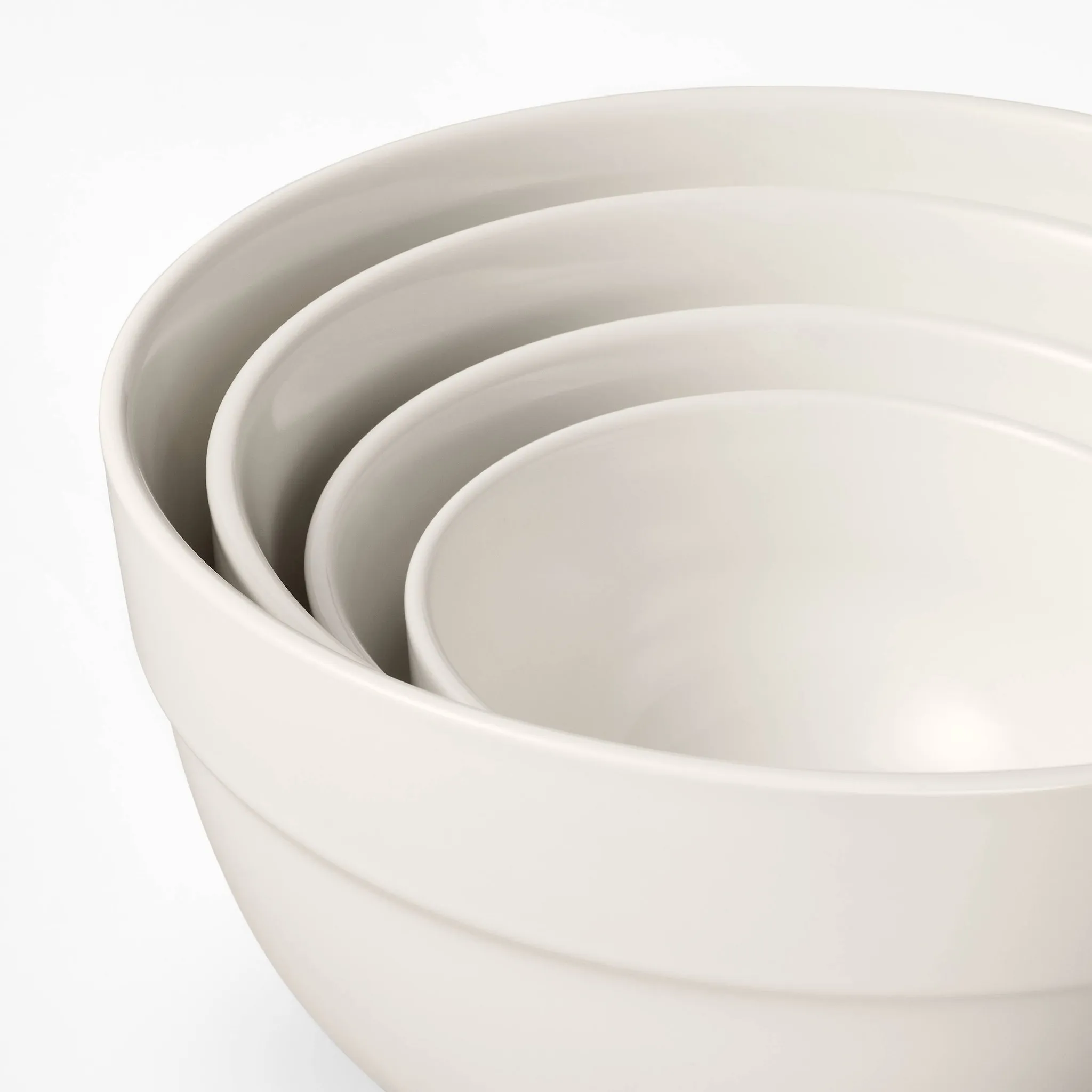 4pc Stoneware Mixing Bowl Set - Cream - Image 2