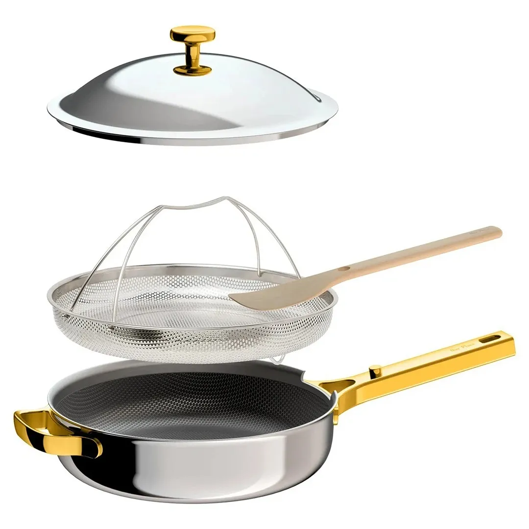 4pc Titanium 10.5" Always Pan Pro W/ Steamer GOLD (2.8QT ) - Image 3