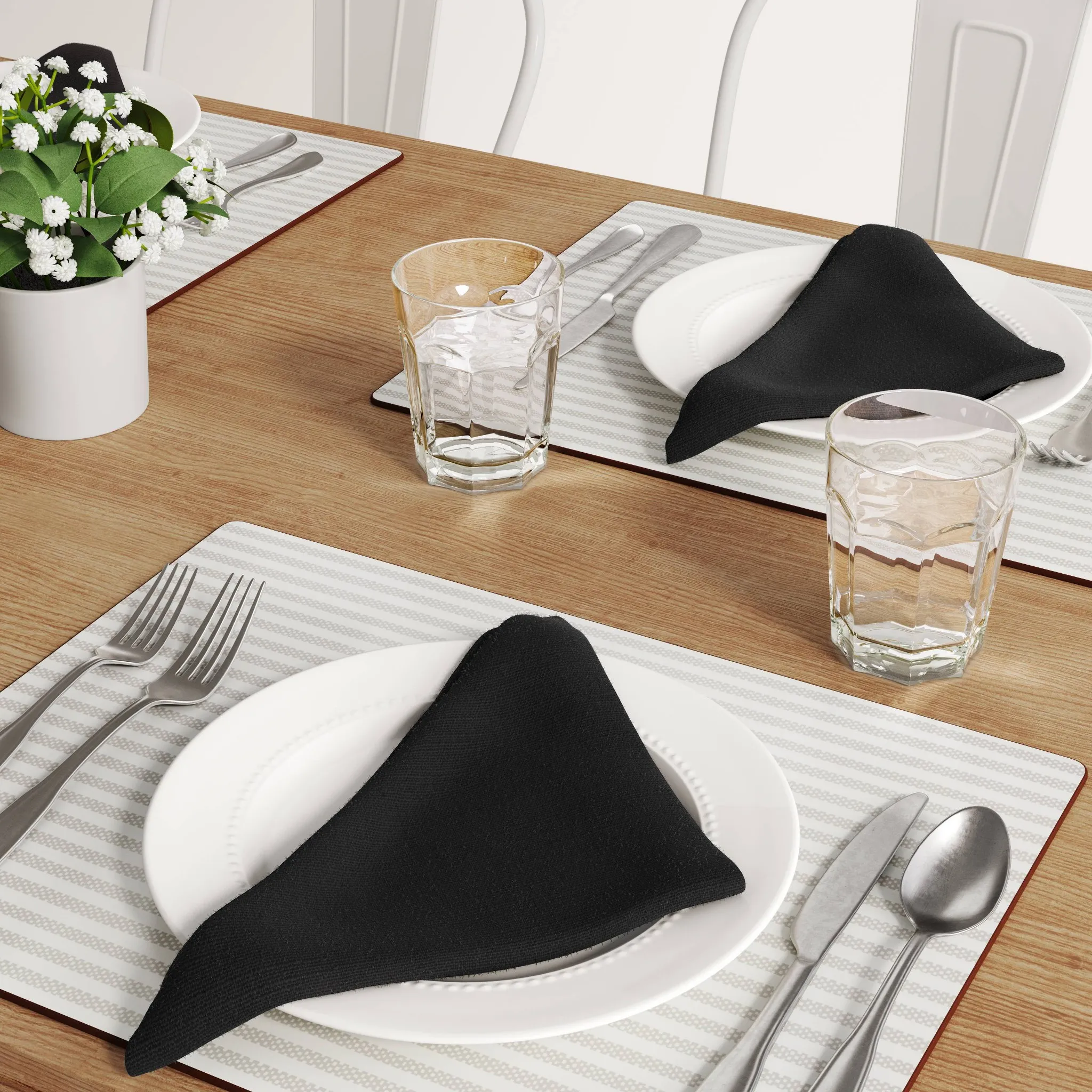 4pk Cotton Easy Care Napkins - Black - Image 2