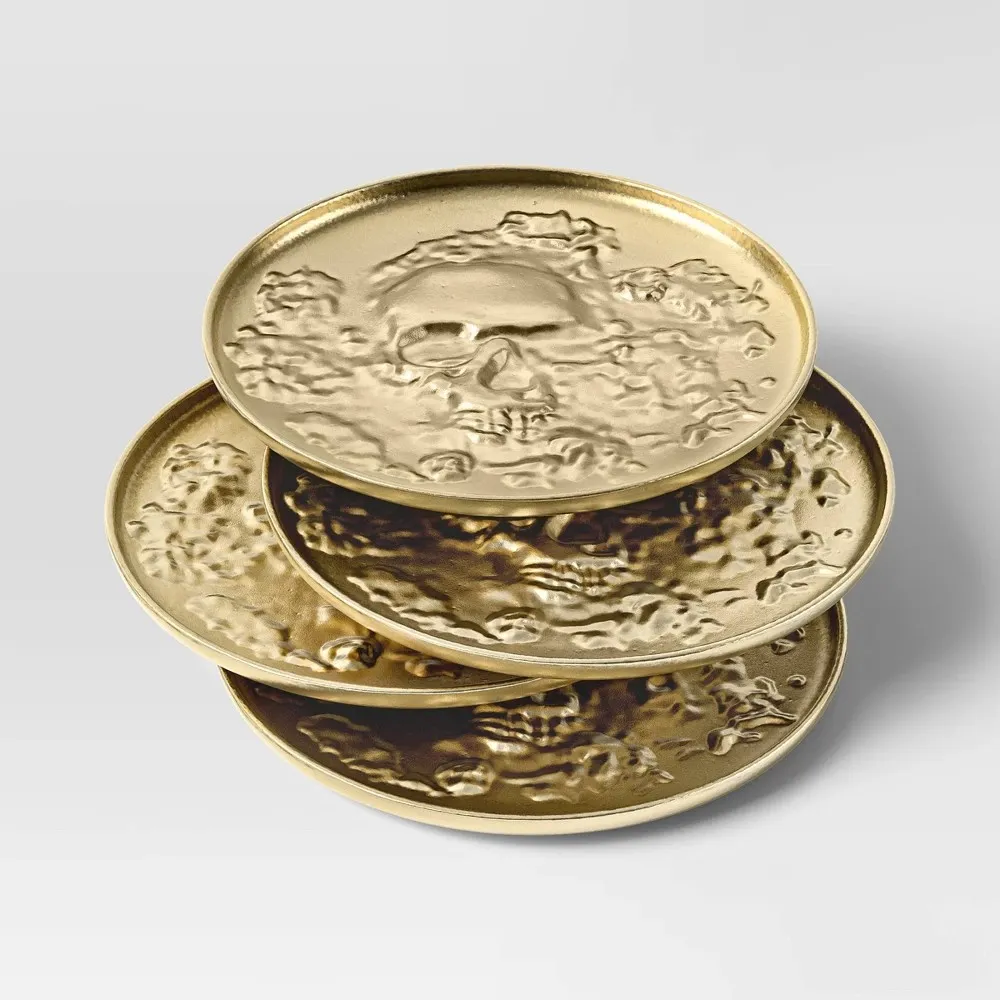 4pk Metal Coasters Gold - Image 4