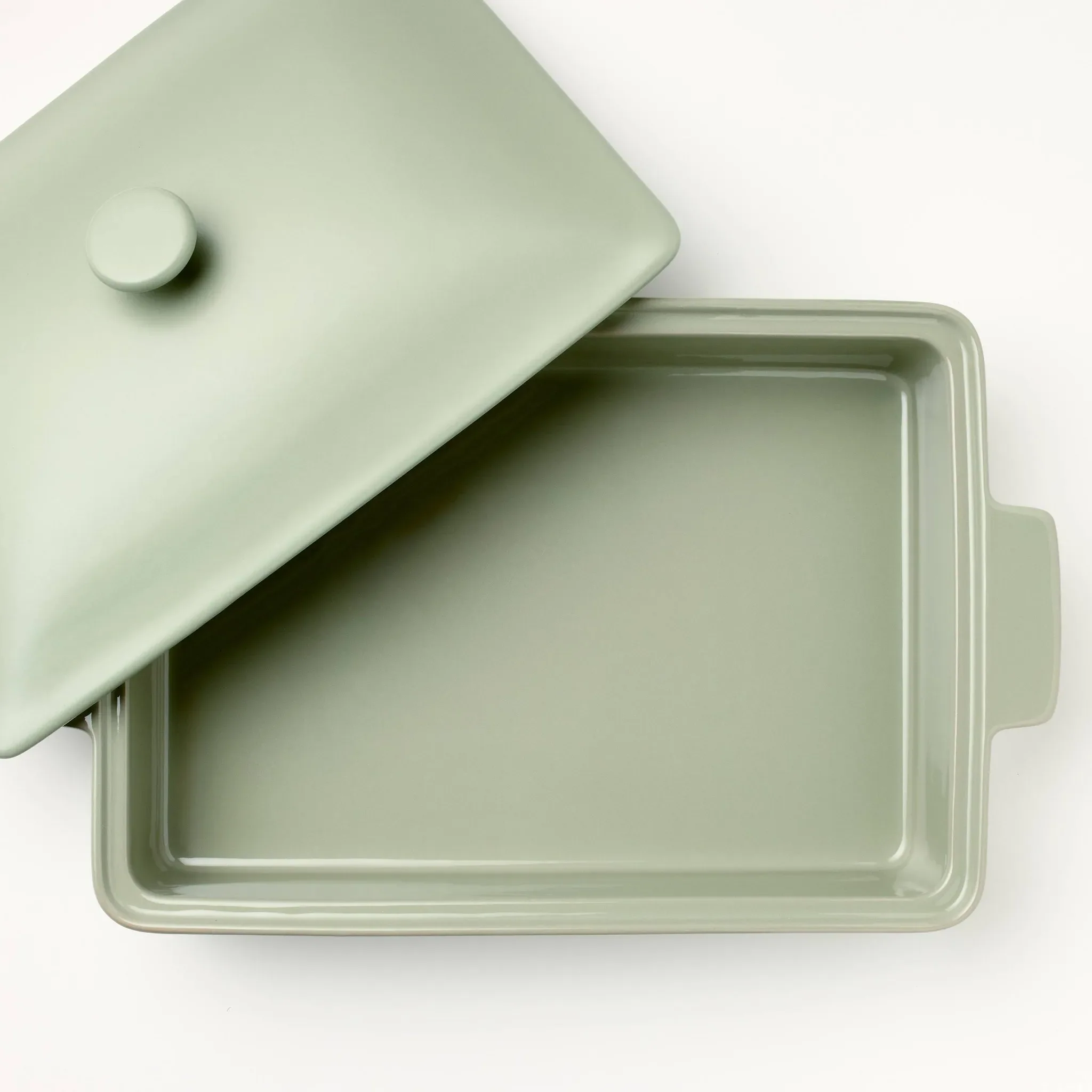 4qt Stoneware Rectangle Baking Dish with Lid - Sage Green - Image 3
