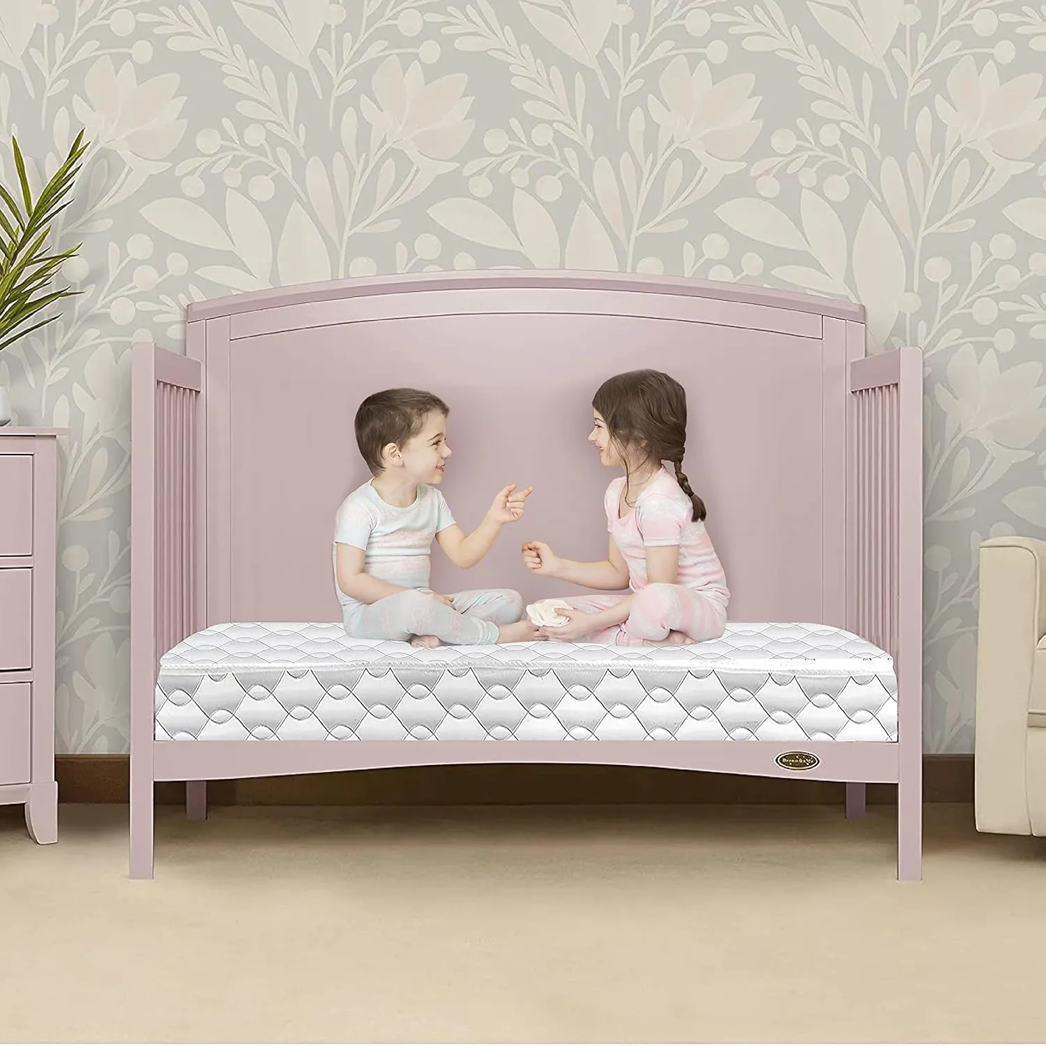 5" 88 Coil Crib and Toddler Mattress with Waterproof Cover - Greenguard Gold & JPMA Certified, 10 Year Warranty, Made in USA Grey Crib - Image 2