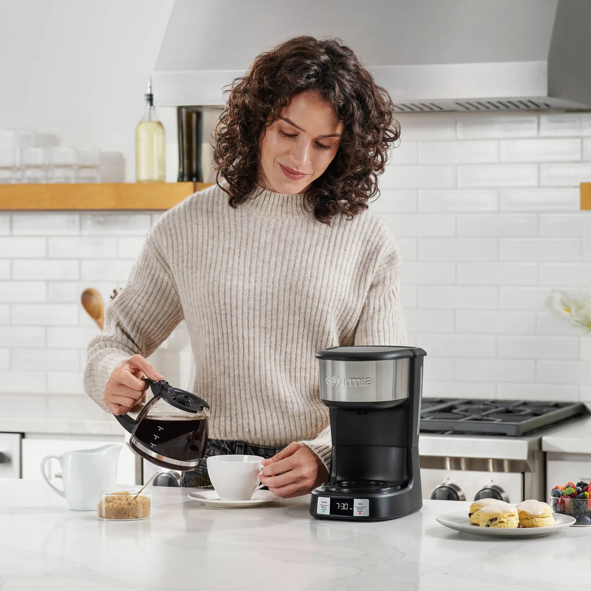 5 Cup Programmable Drip Coffee Maker with Brew Later Black - Image 4
