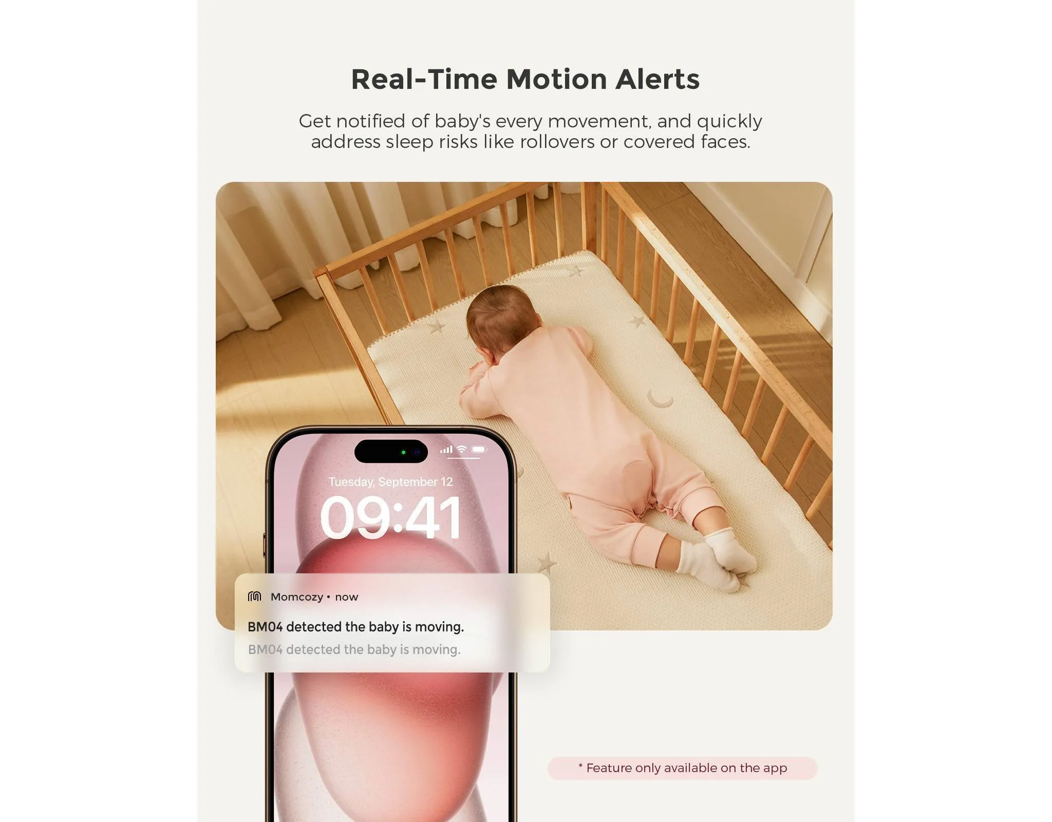 5" Dual-Mode Video Baby Monitor with Wifi BM04 - White - Image 3