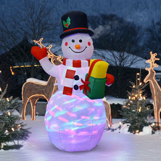 5 Feet Tall Snowman Inflatable Blow Up Inflatable With Built-in Colorful LED Lights - Image 2