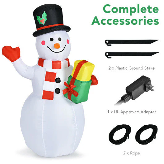 5 Feet Tall Snowman Inflatable Blow Up Inflatable With Built-in Colorful LED Lights - Image 5