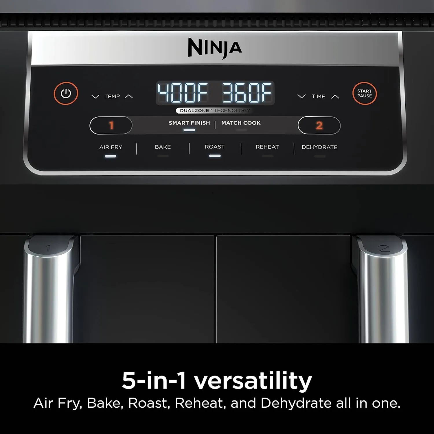5-in-1 6-qt. 2-Basket Air Fryer with DualZone Technology - Black - Image 5