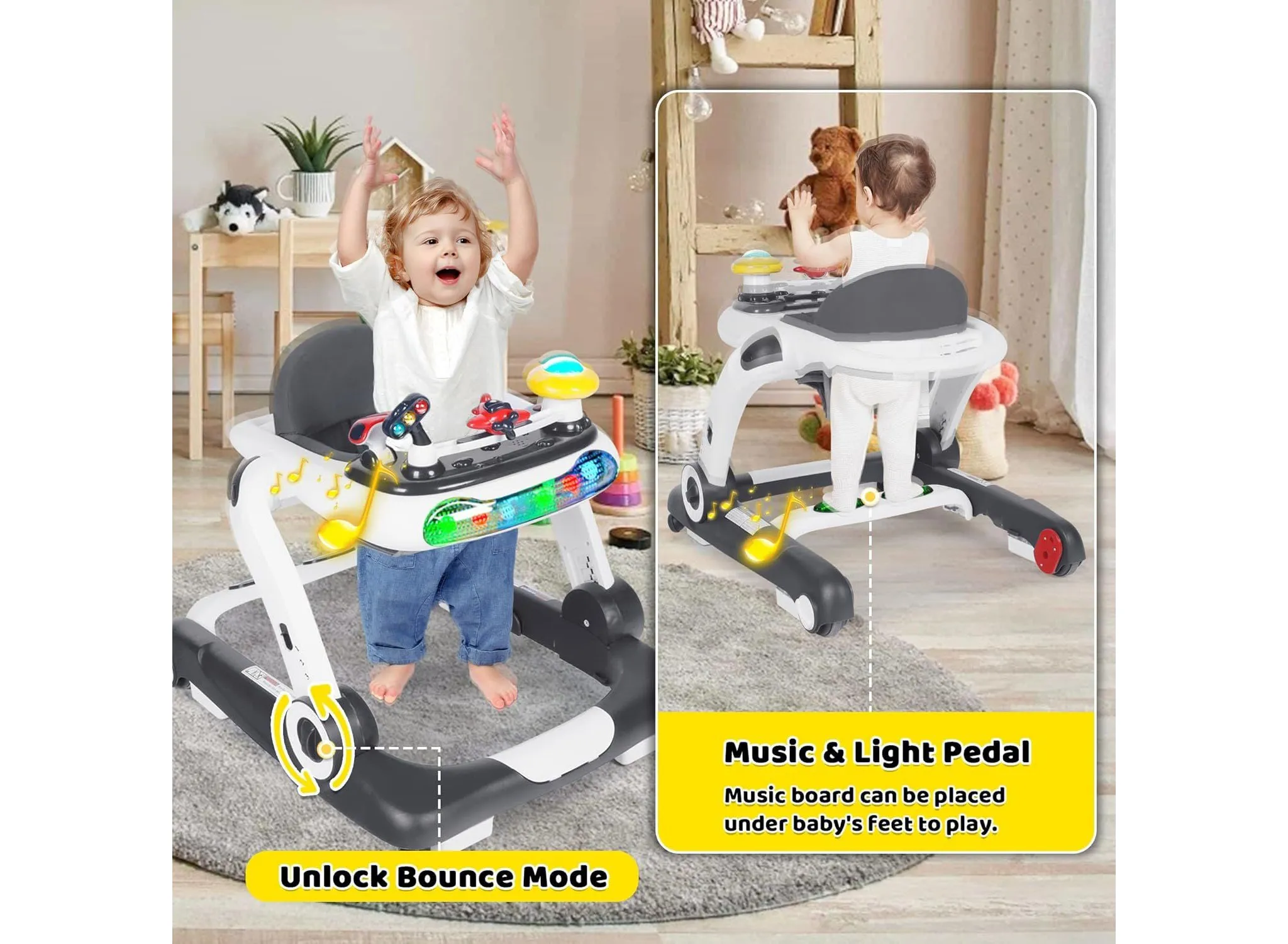 5-in-1 Baby Walker - Gray - Image 5