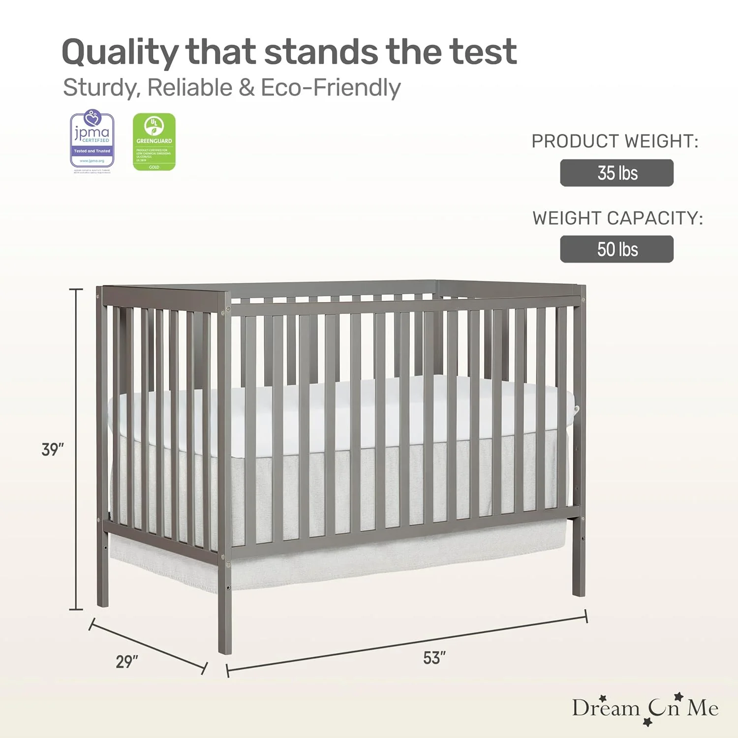 5-In-1 Convertible Crib - Cool Grey - Image 3