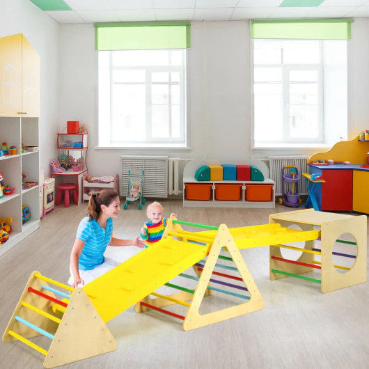5 in 1 Kids Triangle Climber Play Gym Set With 2 Ramps - Image 9