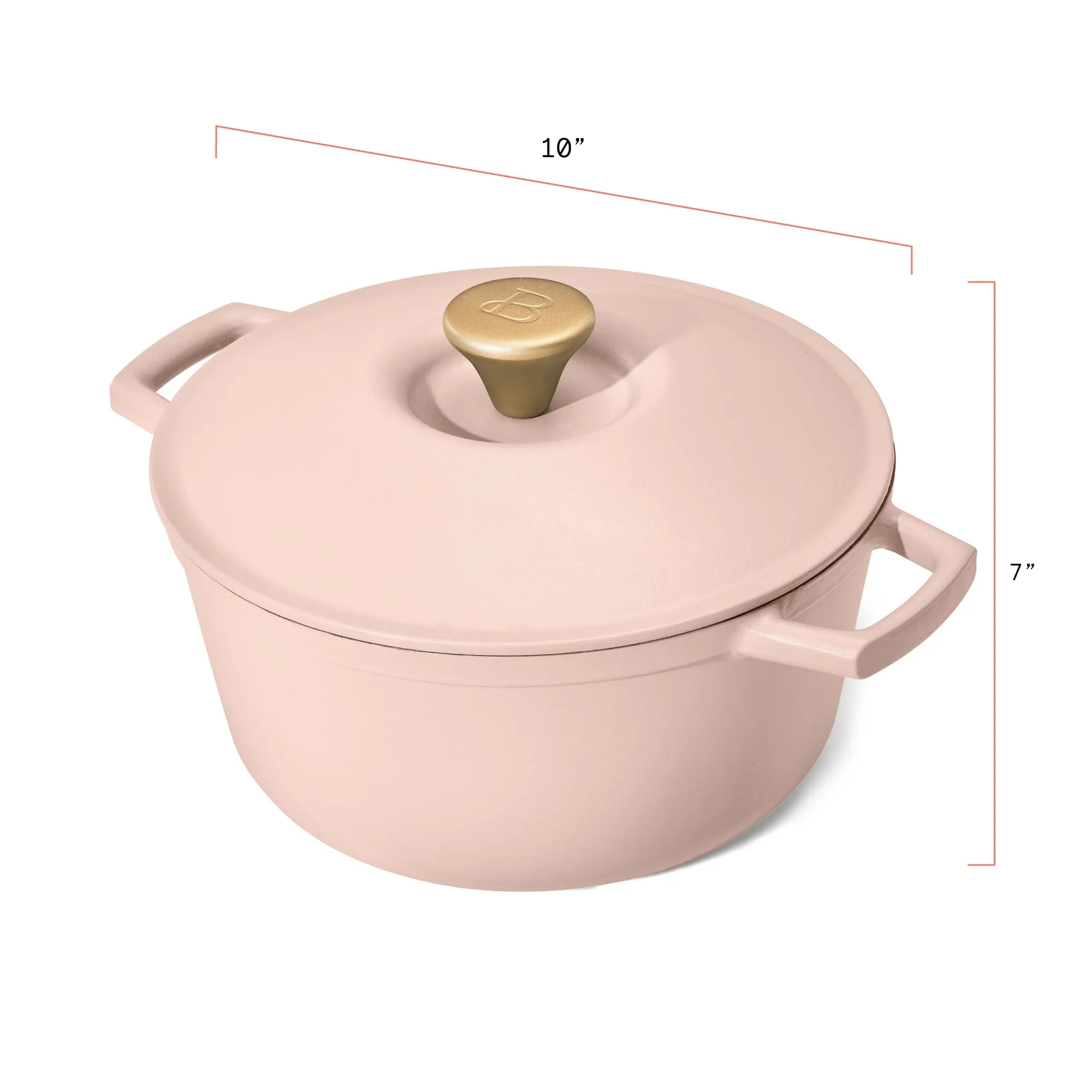 5 Quart Cast Iron Round Dutch Oven, Rose by Drew Barrymore - Image 4