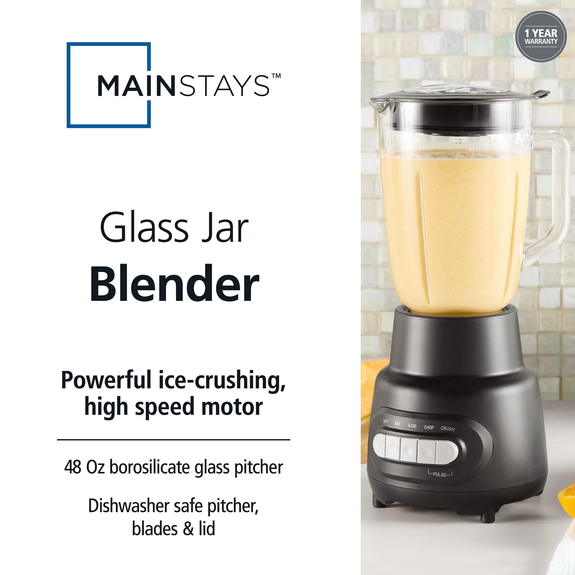 5 Speed Glass Jar Blender - 48 Oz - Image 5