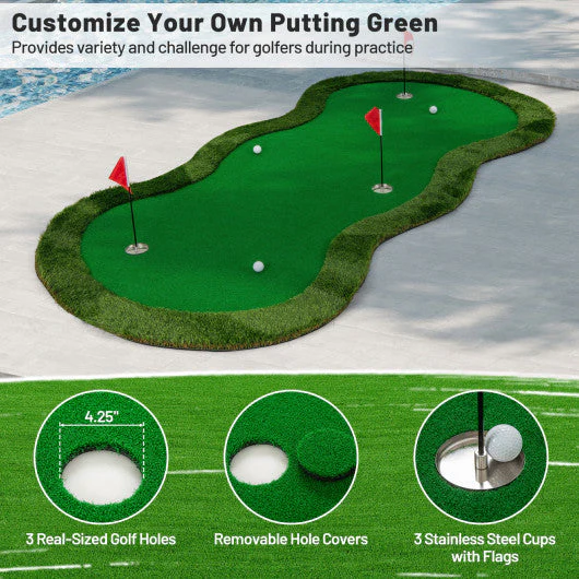 5 X 10 Feet Golf Practice Putting Green Mat With 3 Holes and Golf Balls for Home Office Backyard - Image 8