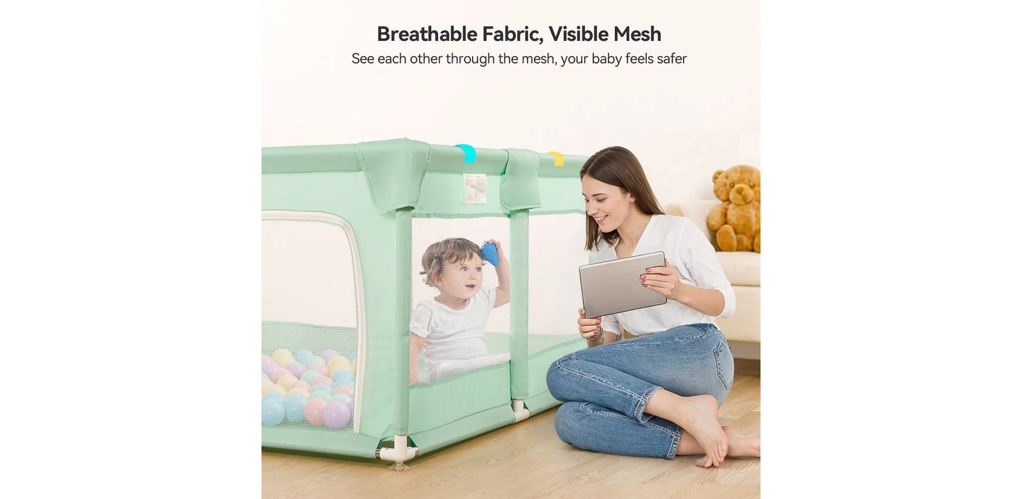 50"x50" 4-Panel Baby Playpen - Portable Playard