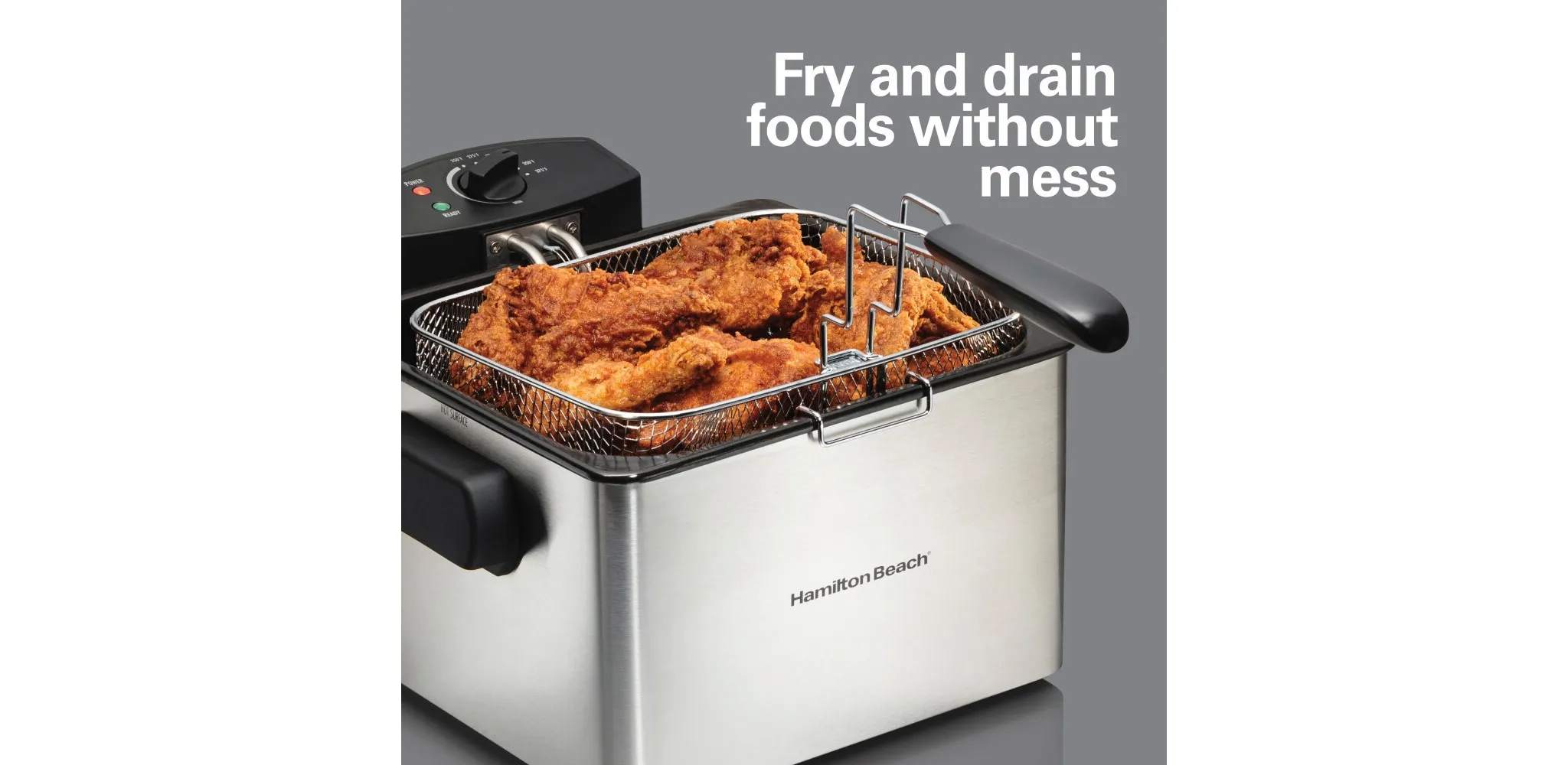 5.2qt Deep Fryer 35042: Aluminum Electric Oil Fryer, Dishwasher-Safe Parts, 1800W, Gray - Image 3
