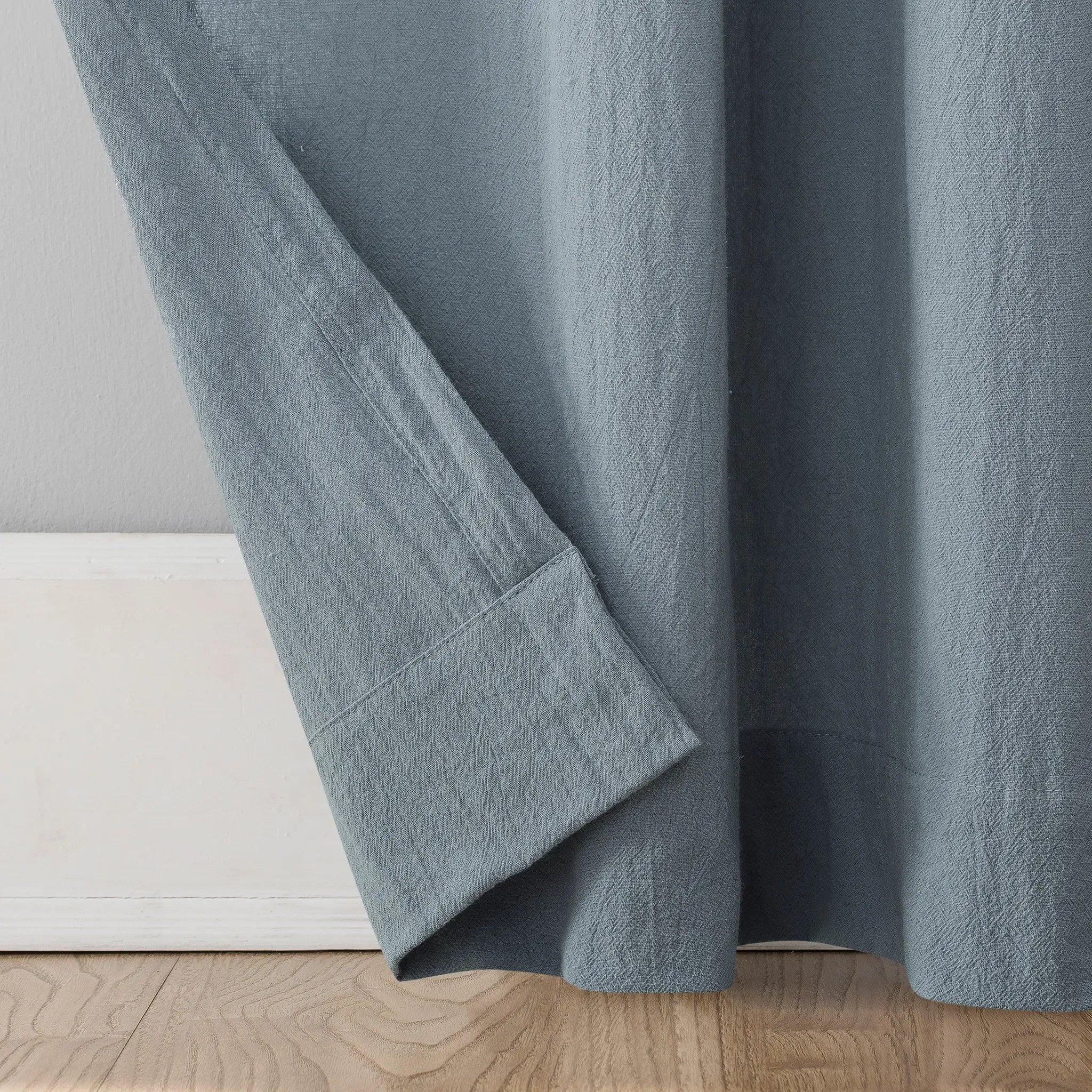 52"x95" Light Filtering Washed Cotton Twist Tab Curtain Panel - Storm Blue - Image 5