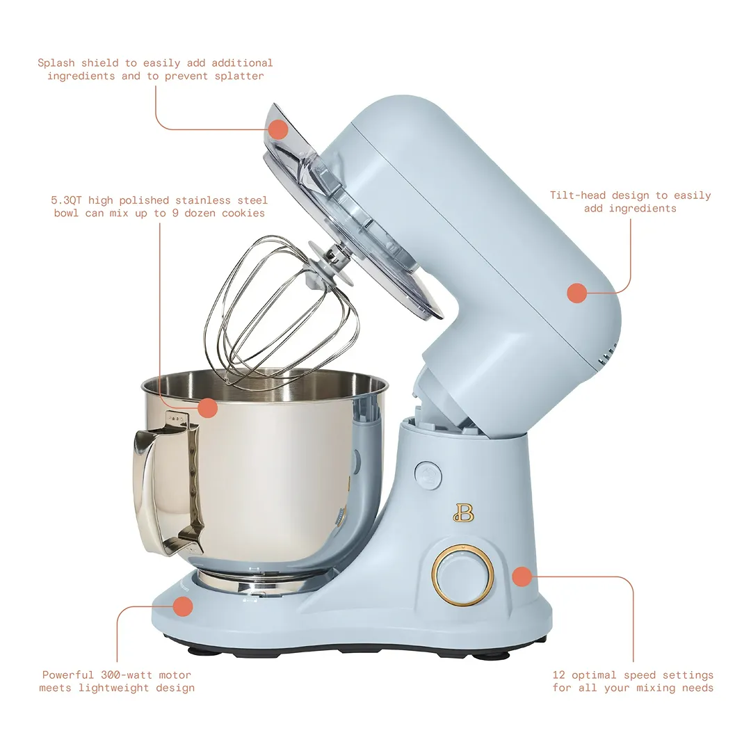 5.3QT Tilt-Head Stand Mixer Cornflower Blue by Drew Barrymore - Image 3