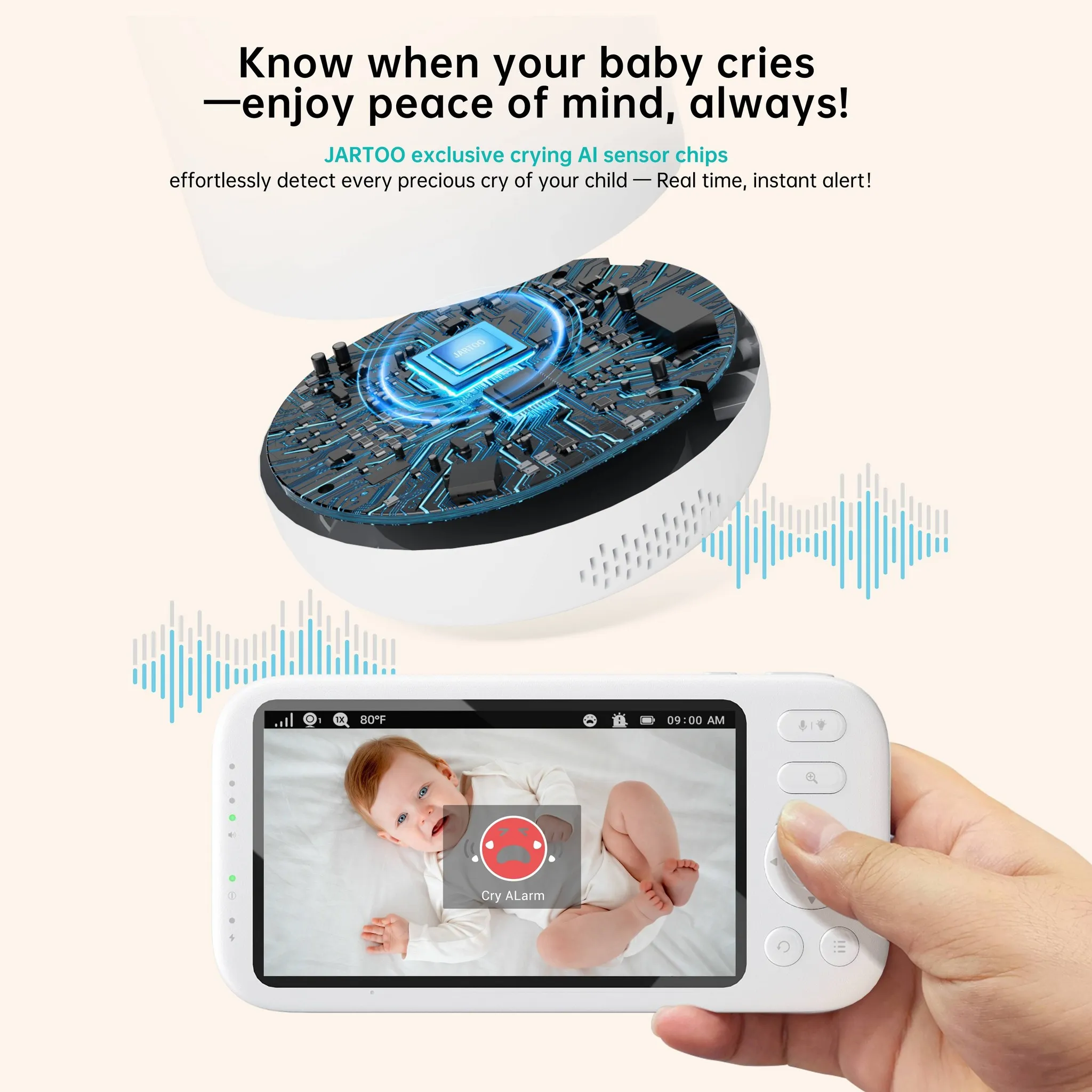 5.5" Video Baby Monitor with Camera - White - Image 5