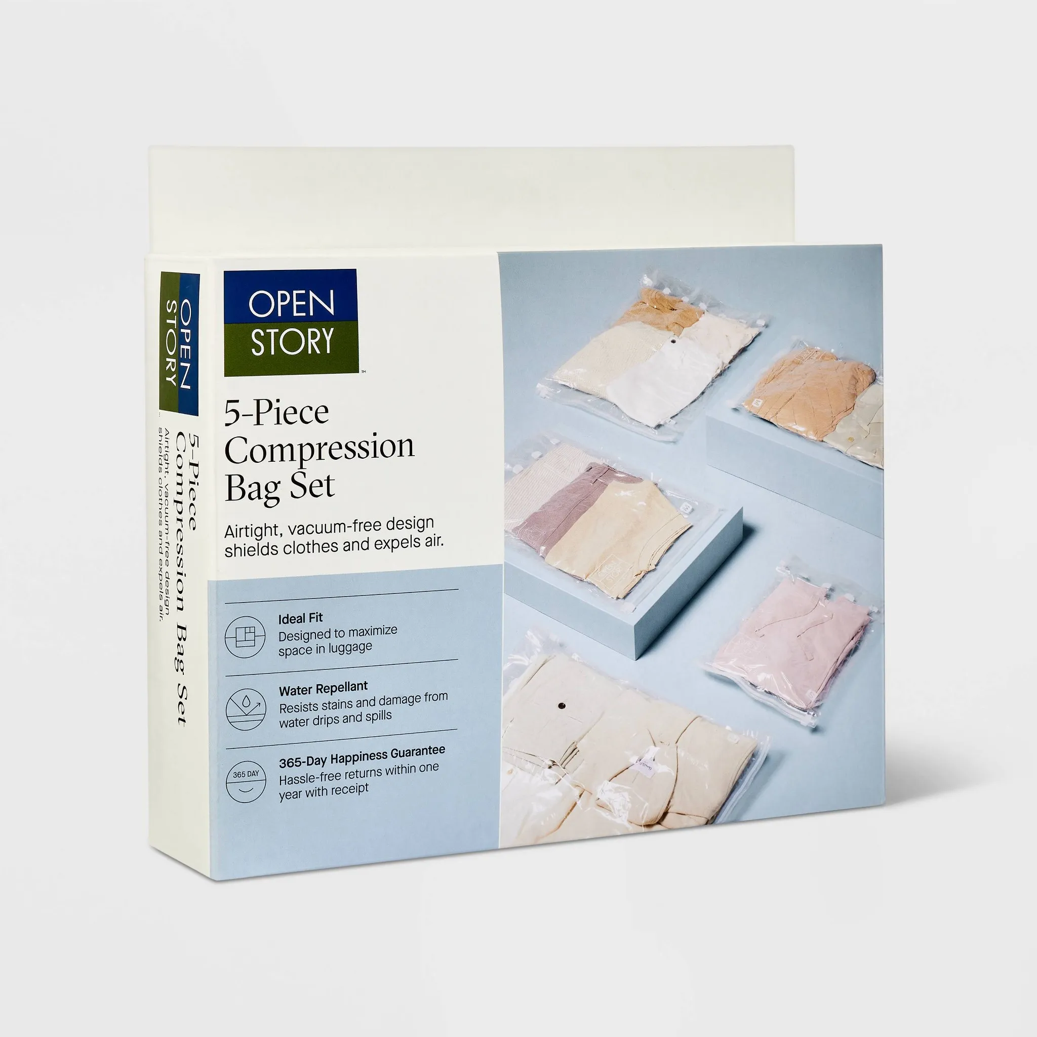 5pc Compression Bag Set - Plastic Zip-Up Storage Bags - Image 3