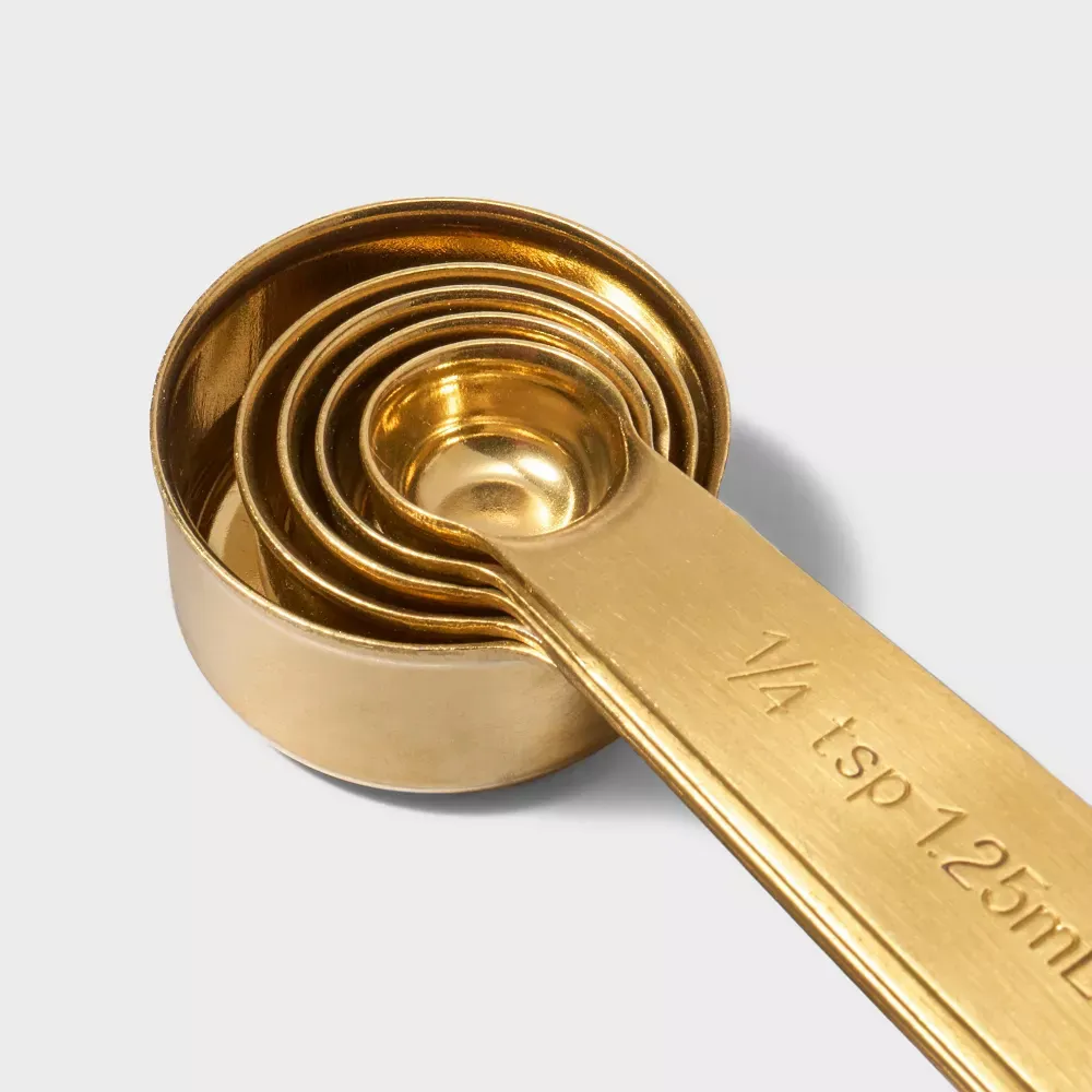 5pc Metal Measuring Spoon Set Gold - Image 2