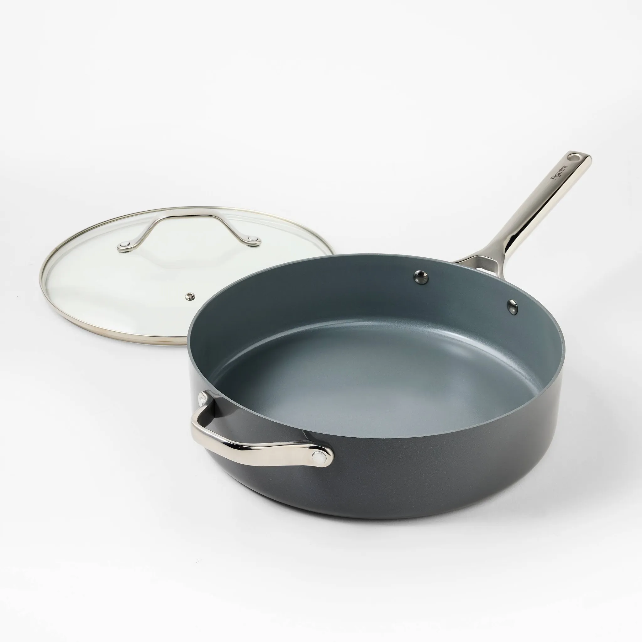 5qt Nonstick Ceramic Coated Aluminum Saute Pan- Dark Gray - Image 2