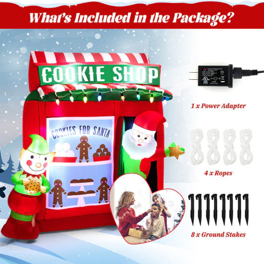 6.3 Feet Inflatable Gingerbread Cookie Shop With Santa Claus - Image 7