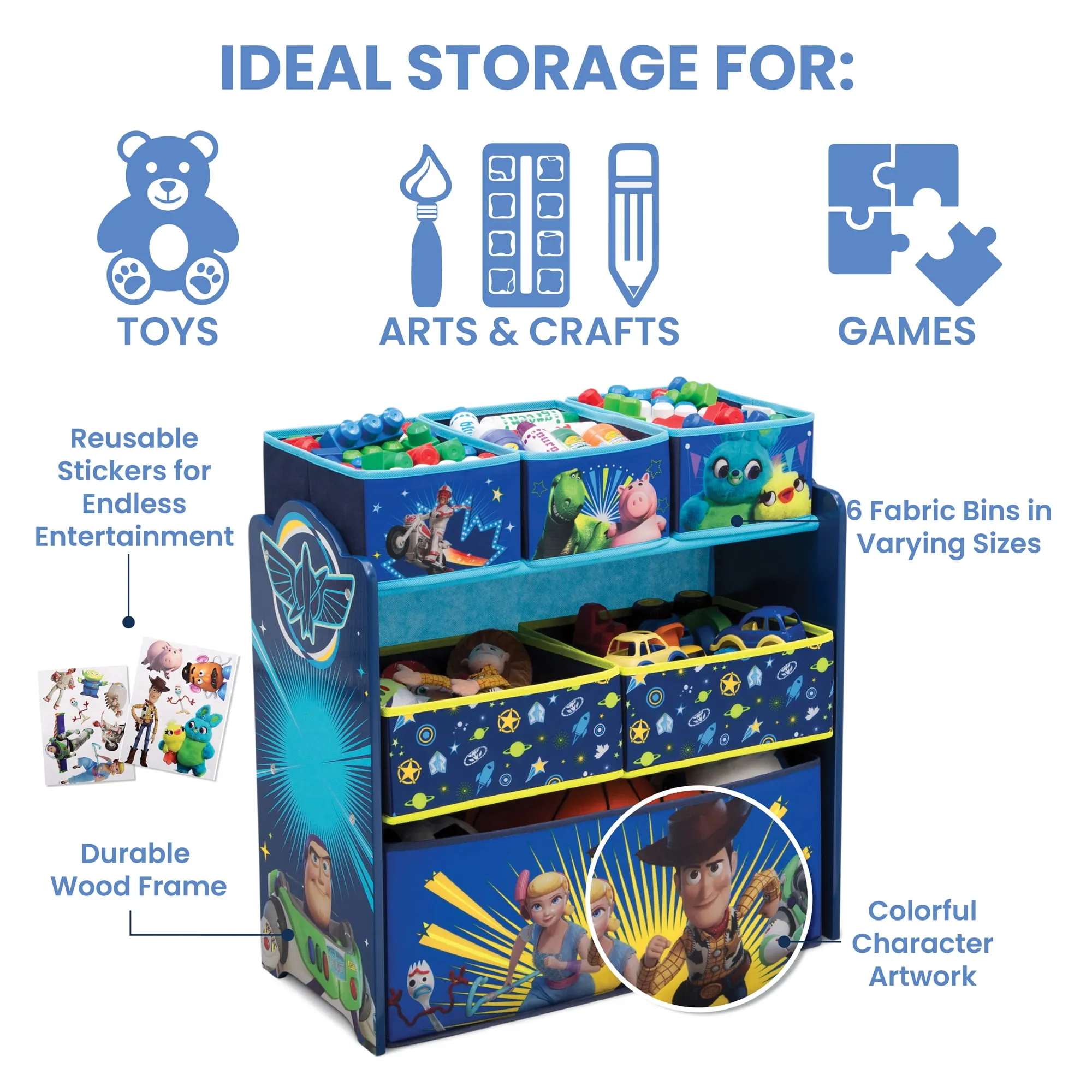 6 Bin Design and Store Toy Organizer - Pixar Toy Story 4 - Image 4