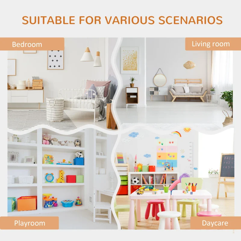 6-Cubby Kids Bookcase with Reading Nook and Cushion, Multi-Purpose Storage Organizer for Bedroom, Living Room, Pure White - Image 2