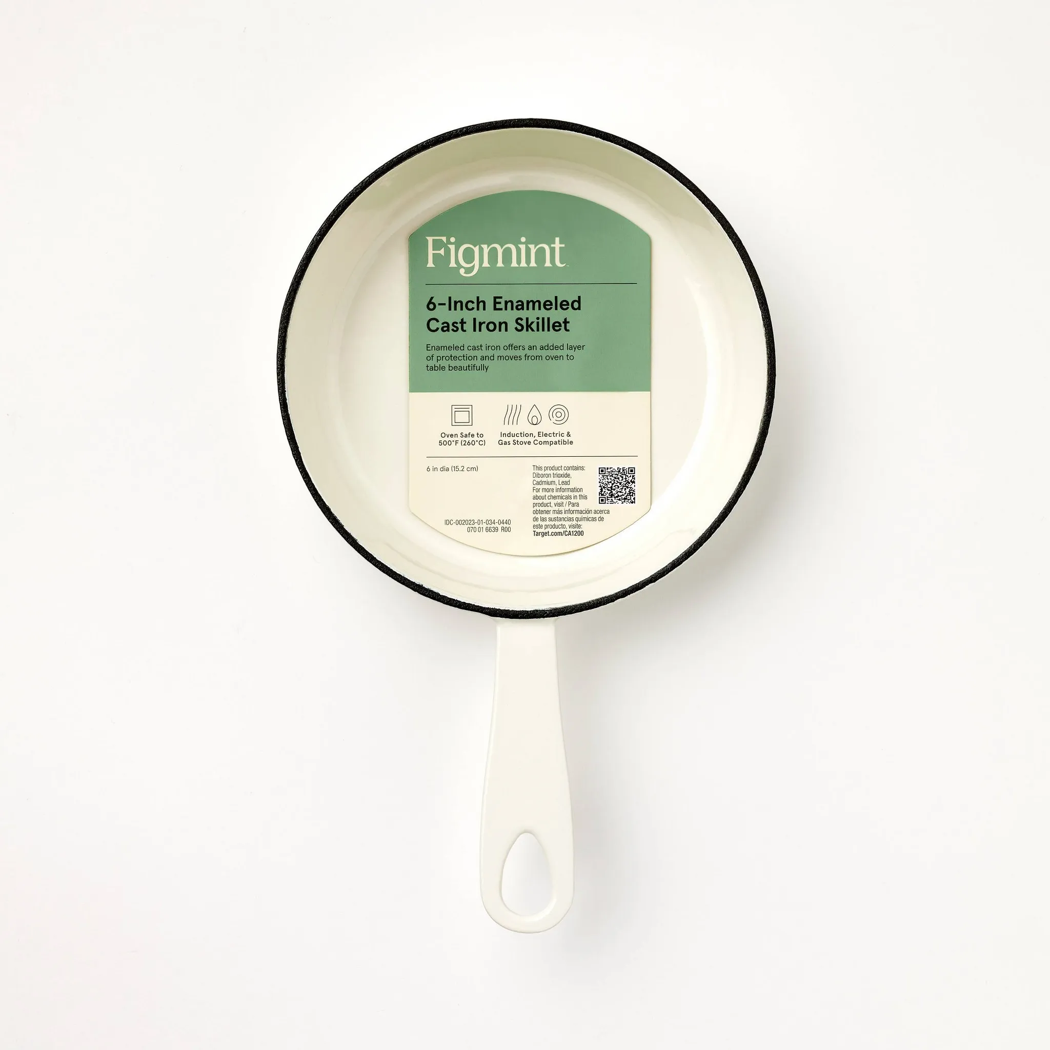 6" Enameled Cast Iron Skillet Cream - Image 4