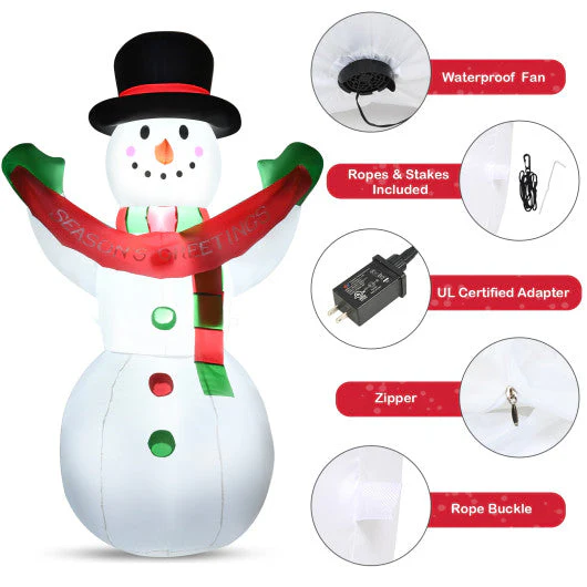 6 Feet Inflatable Christmas Snowman With LED Lights Blow Up Outdoor Yard Decoration - Image 5