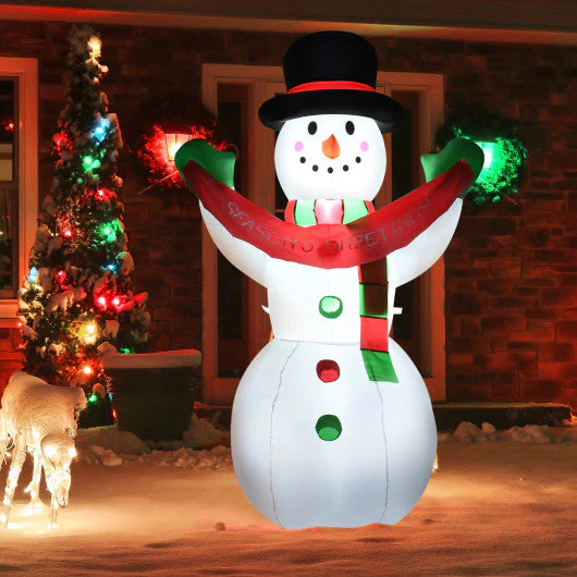 6 Feet Inflatable Christmas Snowman With LED Lights Blow Up Outdoor Yard Decoration - Image 7