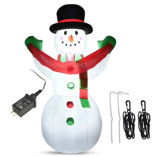 6 Feet Inflatable Christmas Snowman With LED Lights Blow Up Outdoor Yard Decoration - Image 8