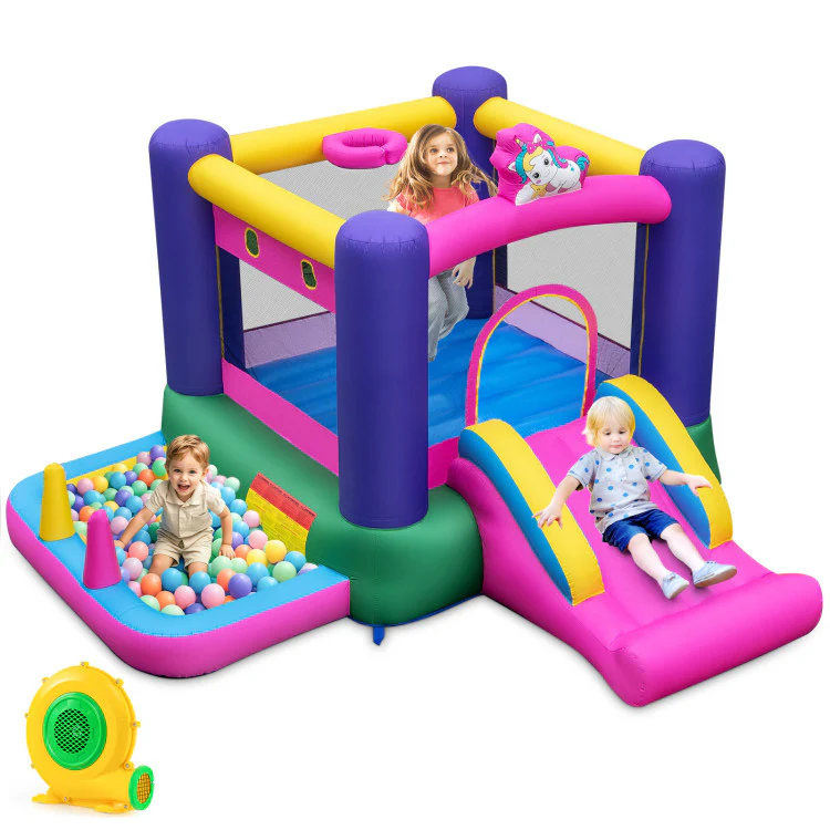 6-in-1 Bouncy Castle Inflatable Bounce House With Slide and Ball Pit With 480W Blower - Image 2