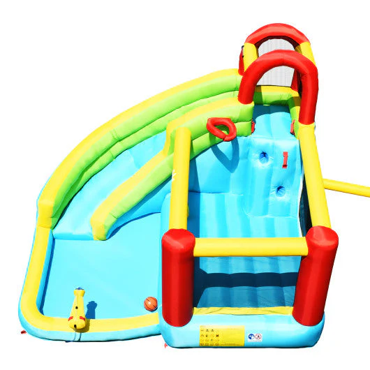 6-in-1 Inflatable Bounce House With Climbing Wall and Basketball Hoop With Blower - Image 2