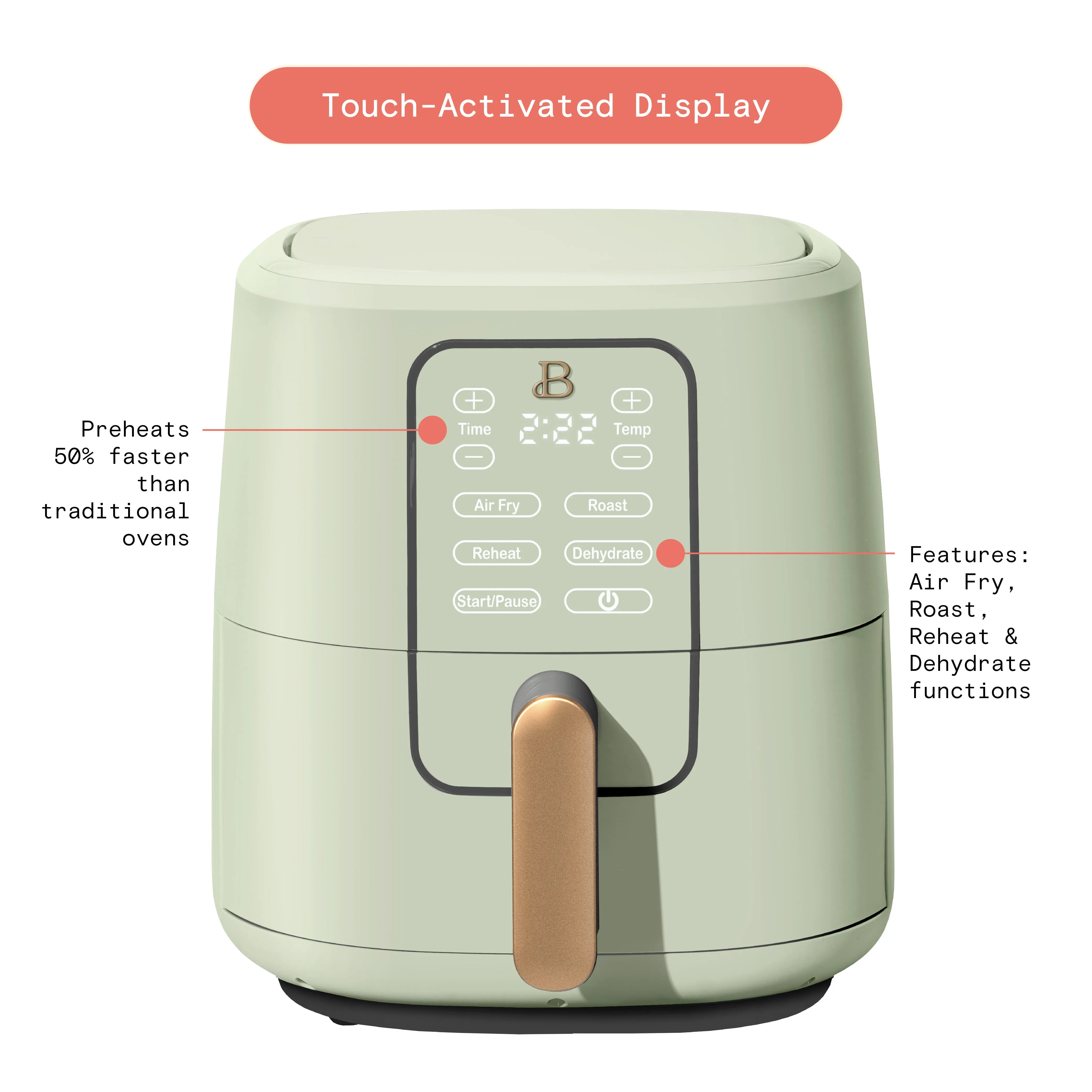 6 Qt Air Fryer with TurboCrisp Technology - Sage Green - Image 3
